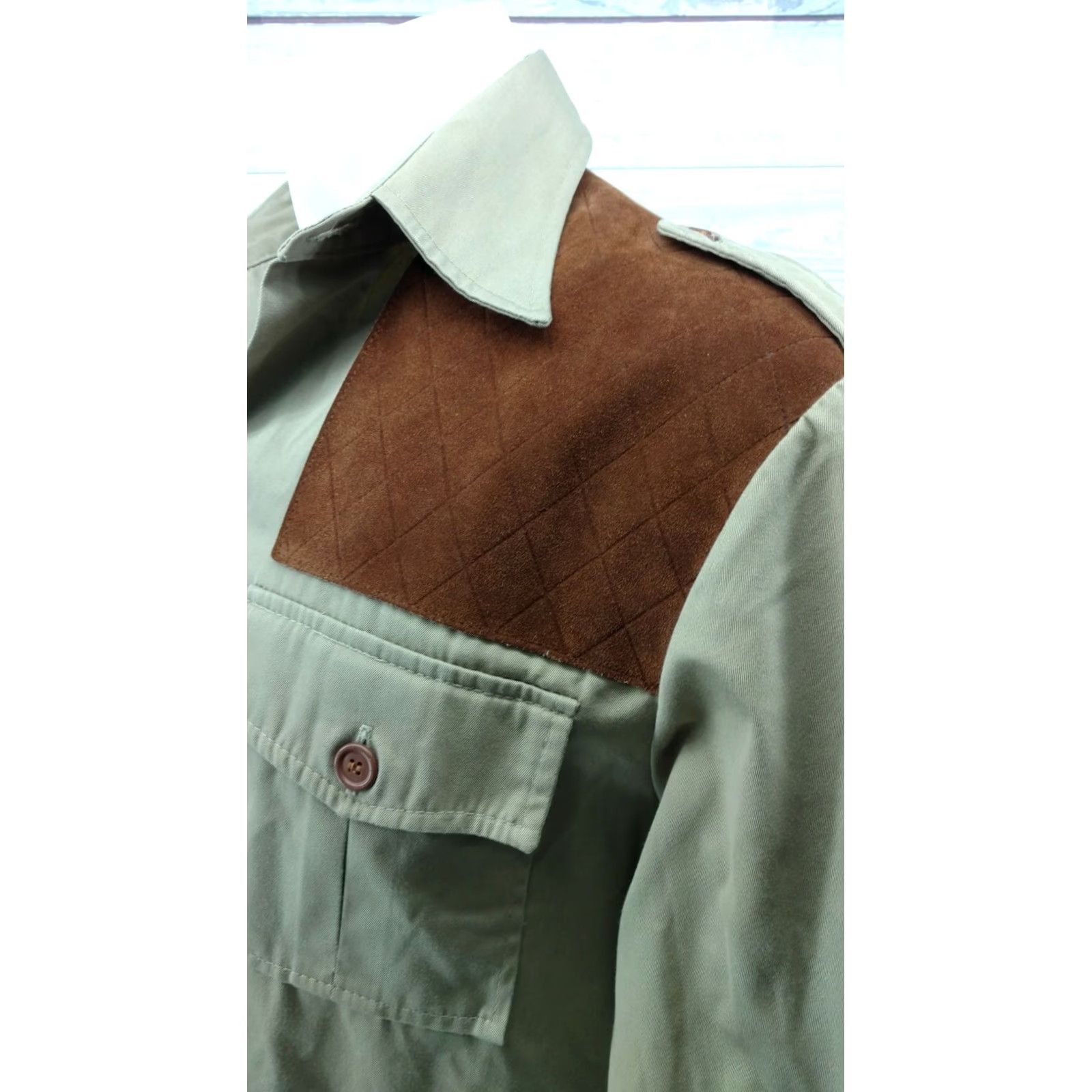 Vintage Woolrich USA Brown Leather Shoulder Patch Hunting Shirt Jacket SZ Large Mens Long Sleeve 1980s G11 Size US L / EU 52-54 / 3 - 3 Thumbnail