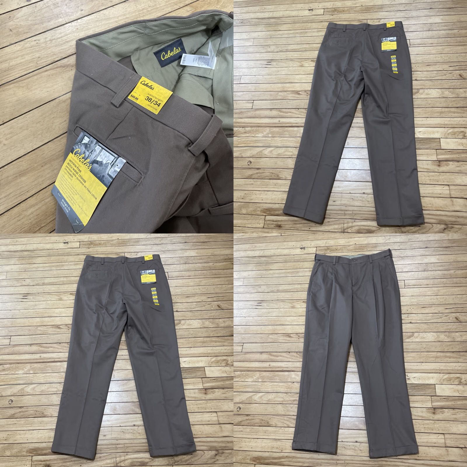 Vintage Cabela's Chino Pants Men 38x34 Brown AccuWaist Pleated Front Straight Twill NEW Size US 38 / EU 54 - 10 Thumbnail