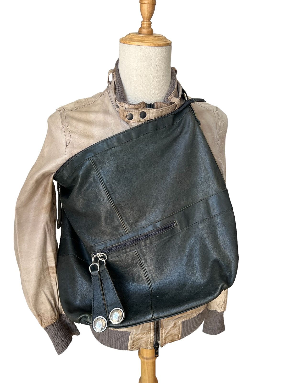 90s 🇮🇹 Made Genuine Lamb Leather Large Hobo Crossbody Bag