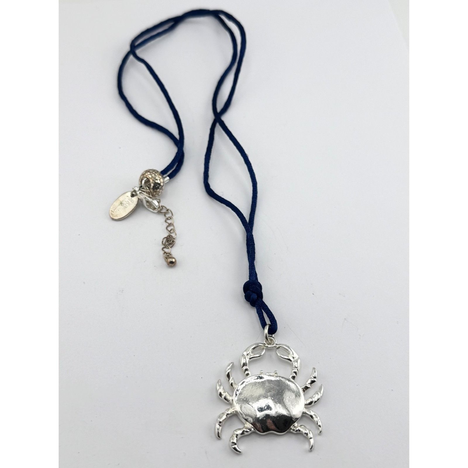 Vintage Silver crab pendant with navy cord necklace Size ONE SIZE - 1 Thumbnail