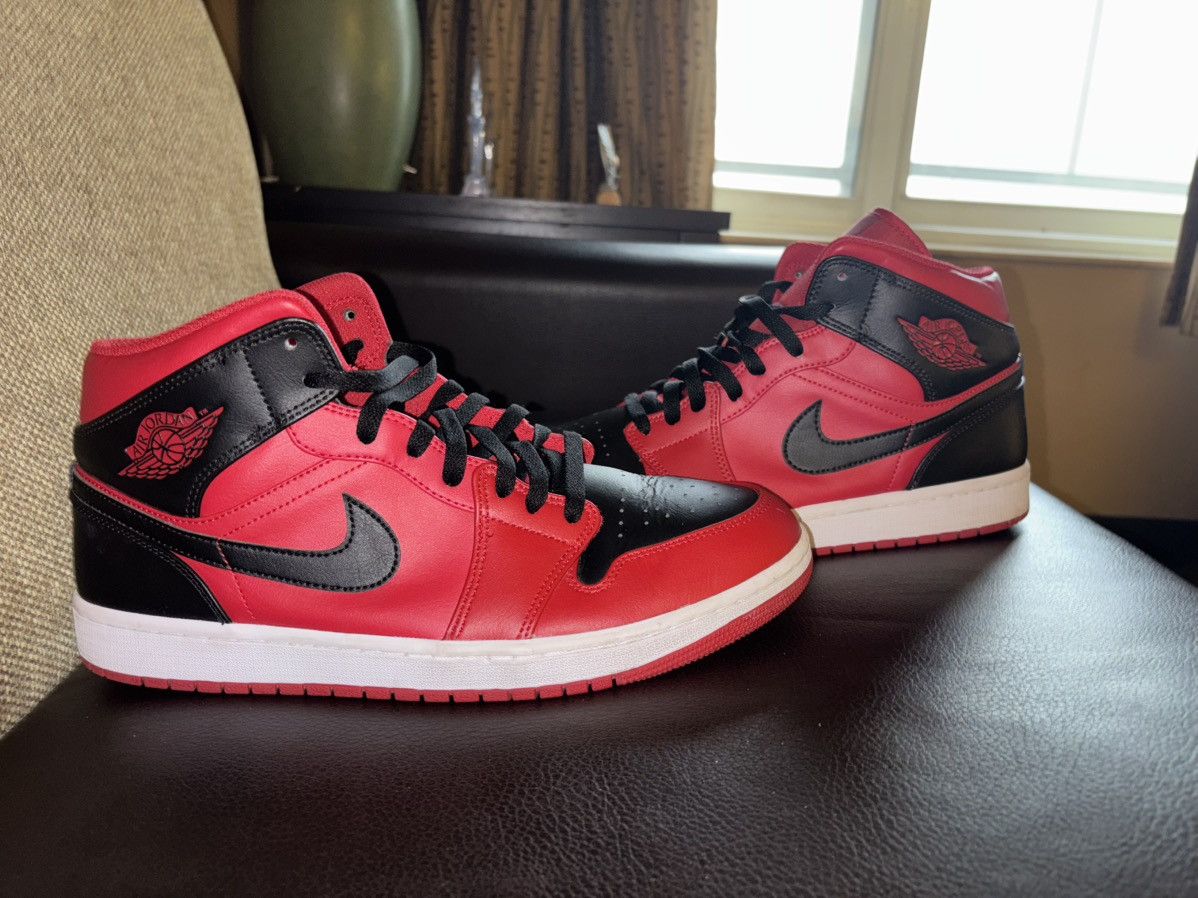 Jordan Brand Red And Black Air Jordan 1 Mid Size US 11.5 / EU 44-45 - 5 Thumbnail