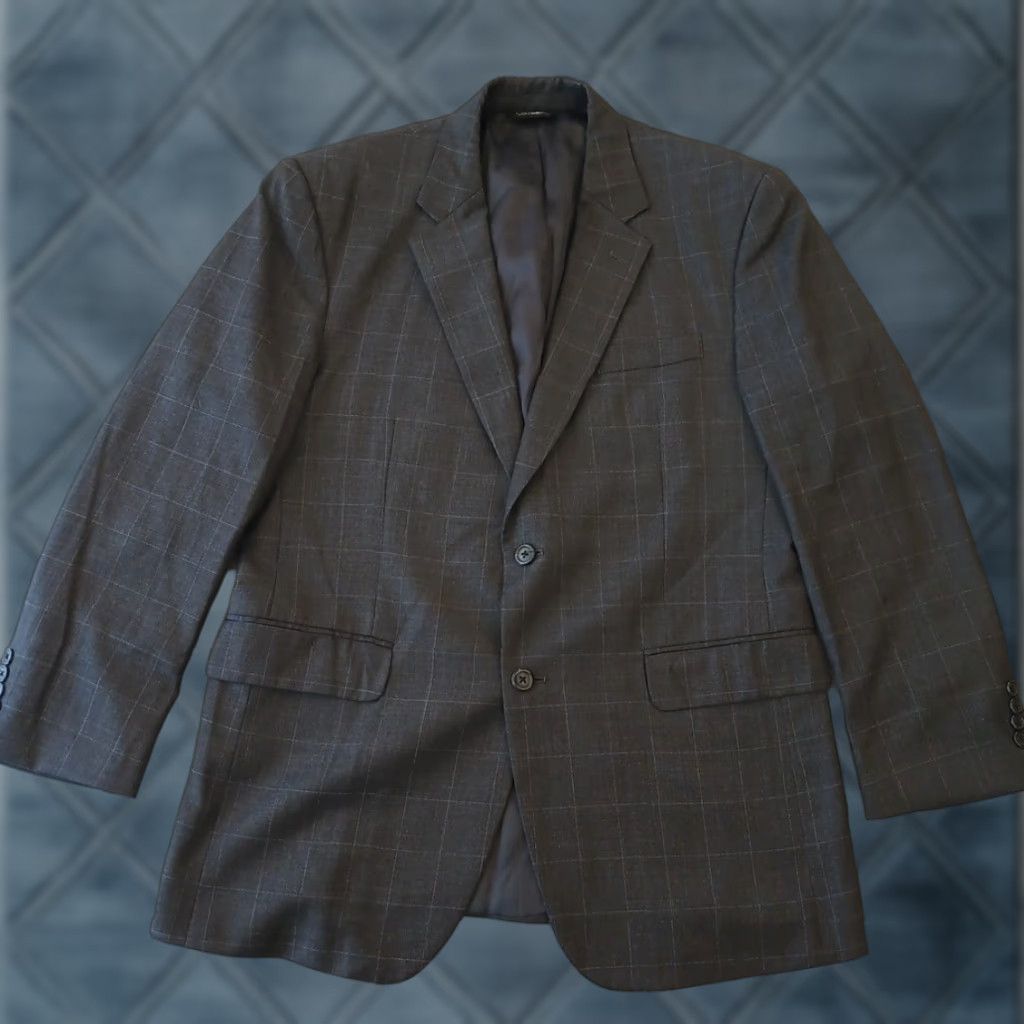 Jos. A. Bank Jos A Bank Blazer Mens 42 Black Plaid Wool Two Button Single Vent Jacket Coat Notch Lapel Single-Breasted 2 Piece Vintage? No Size 42R - 1 Thumbnail