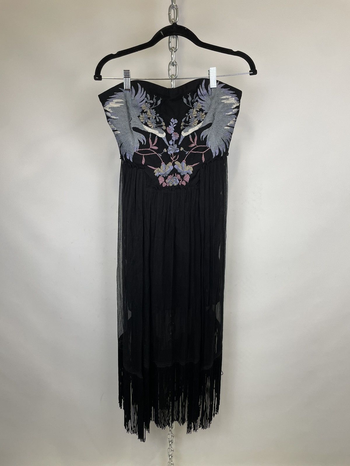 Image of NWT Free People Embroidered Strapless Maxi Dress Size 4 in Black, Women's