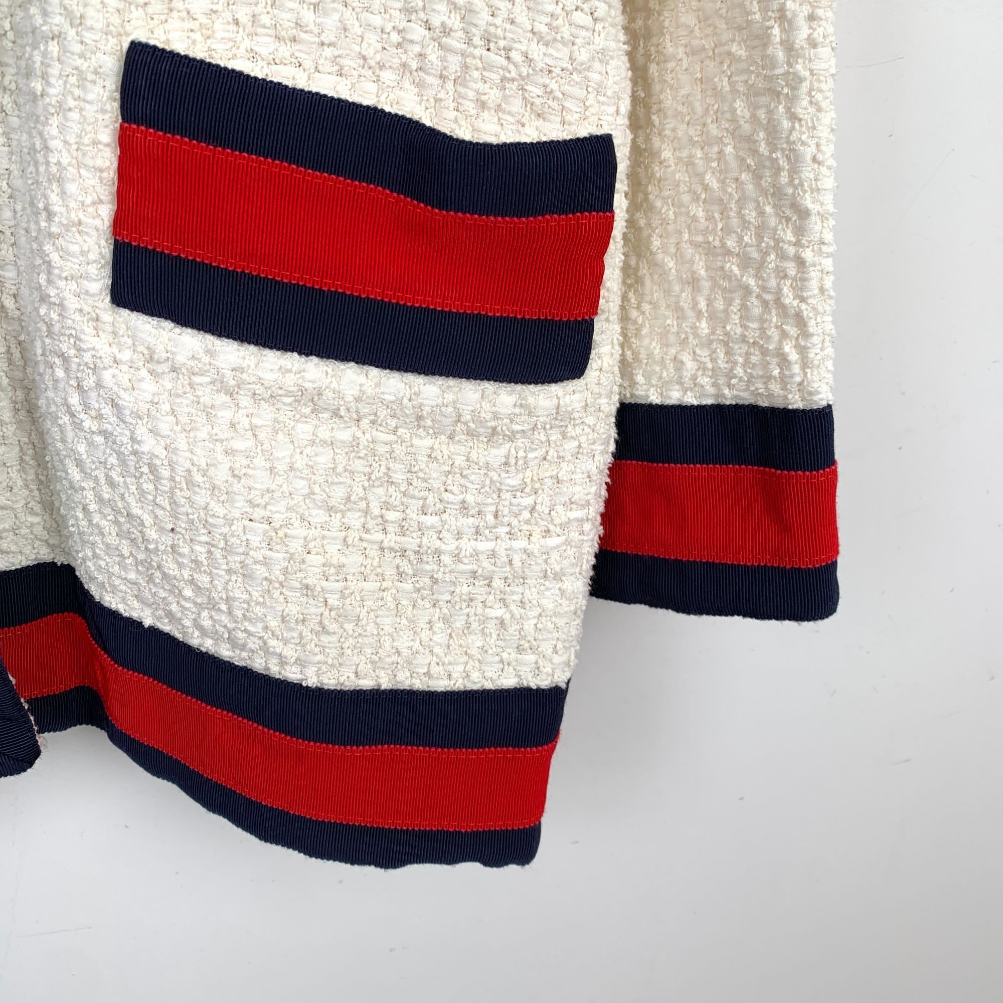 Gucci Gucci White Bouclé Knit Cardigan W/ Red & Navy Trimmed Pocke Size XS / US 0-2 / IT 36-38 - 4 Thumbnail