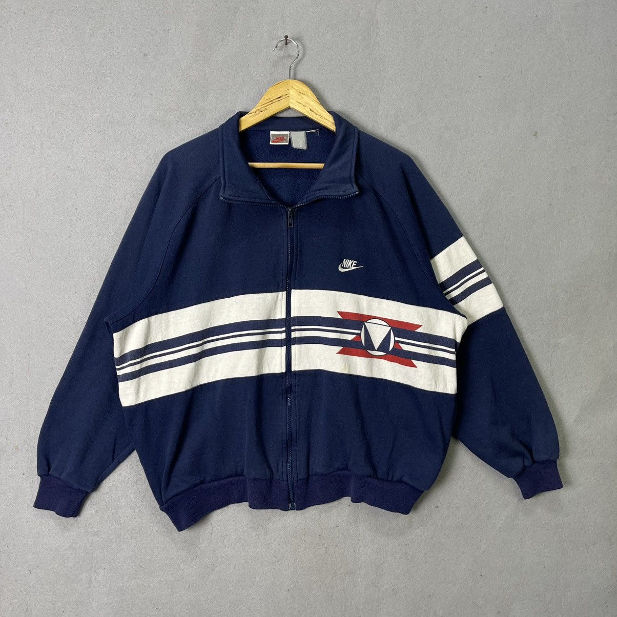 Nike Vintage Nike 90s Navy Stripe Logo Track Jacket Size US XL / EU 56 / 4 - 1 Thumbnail