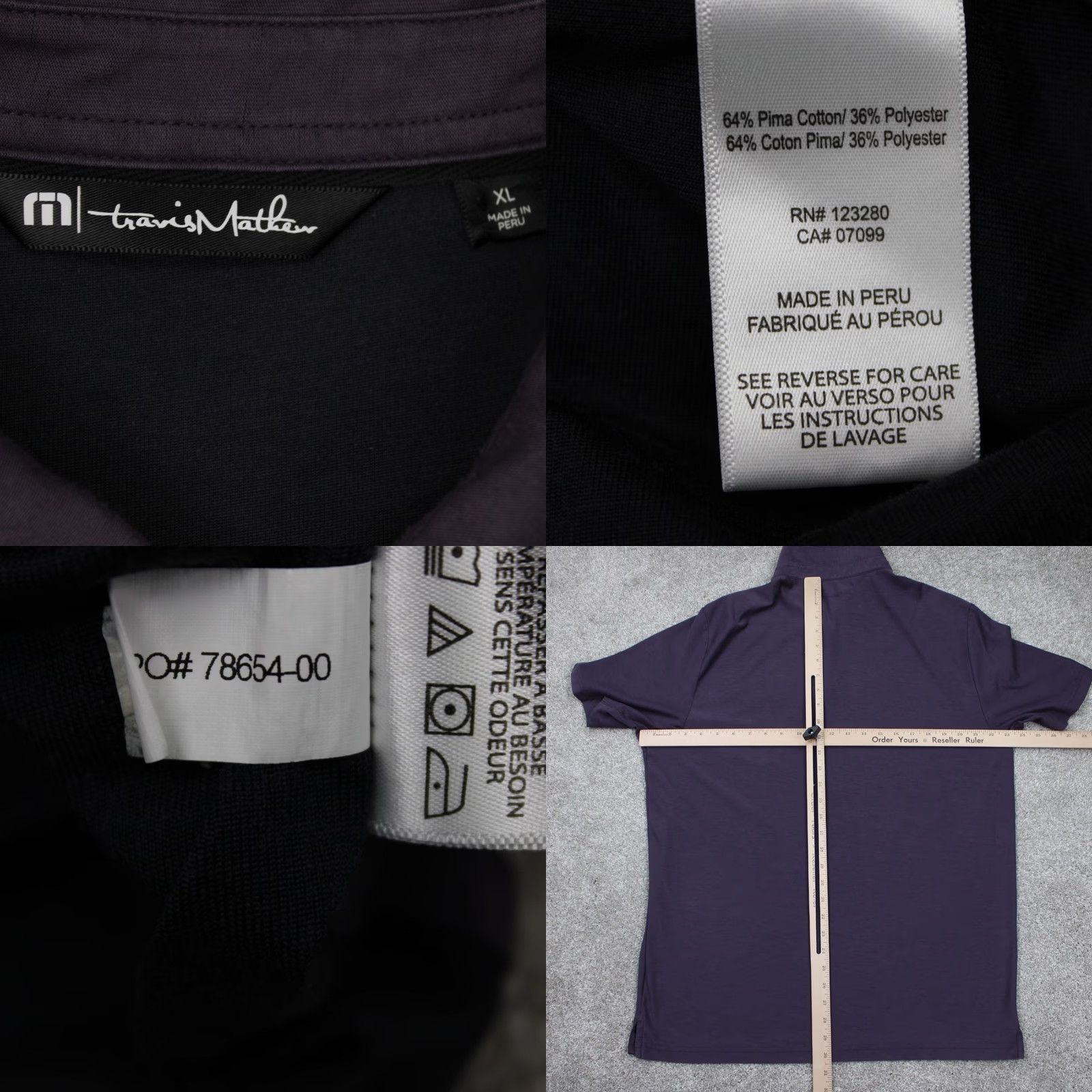 TravisMathew Travis Mathew Polo Shirt Mens XL Purple Pima Cotton/Polyester Pocket S/S Golf Size US XL / EU 56 / 4 - 8 Thumbnail