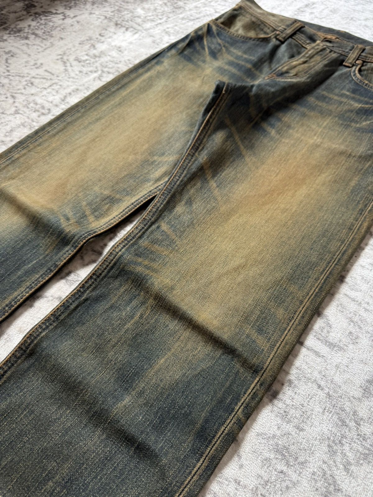 If Six Was Nine 2000s Wrangler Heavy Mud Wash Straight Loose Jeans Size US 30 / EU 46 - 6 Thumbnail