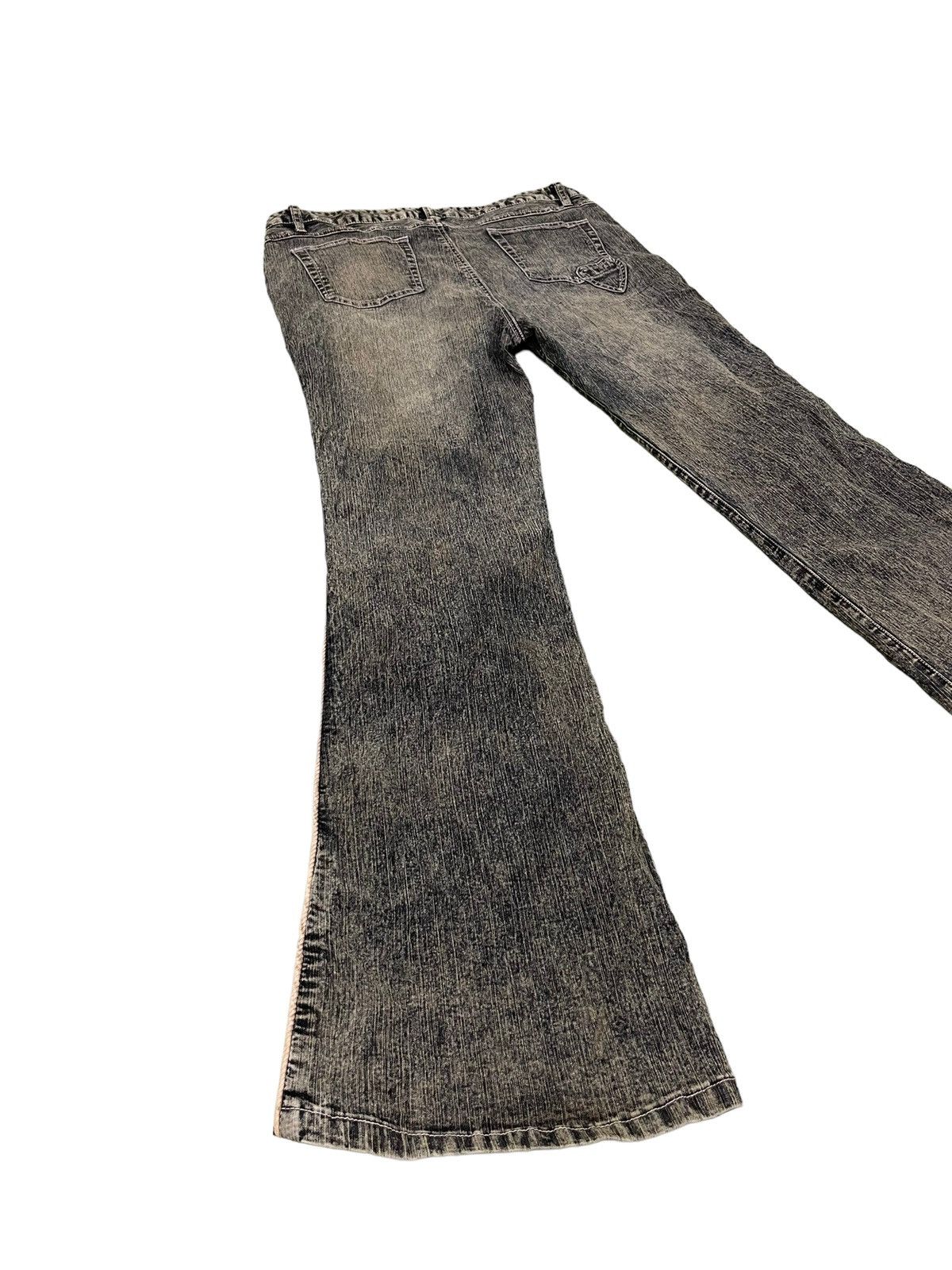 Japanese Brand Flare Jeans Jouer Aux Echecs Faded Stretch Thin Denim 7🟦9 Size US 35 - 12 Thumbnail