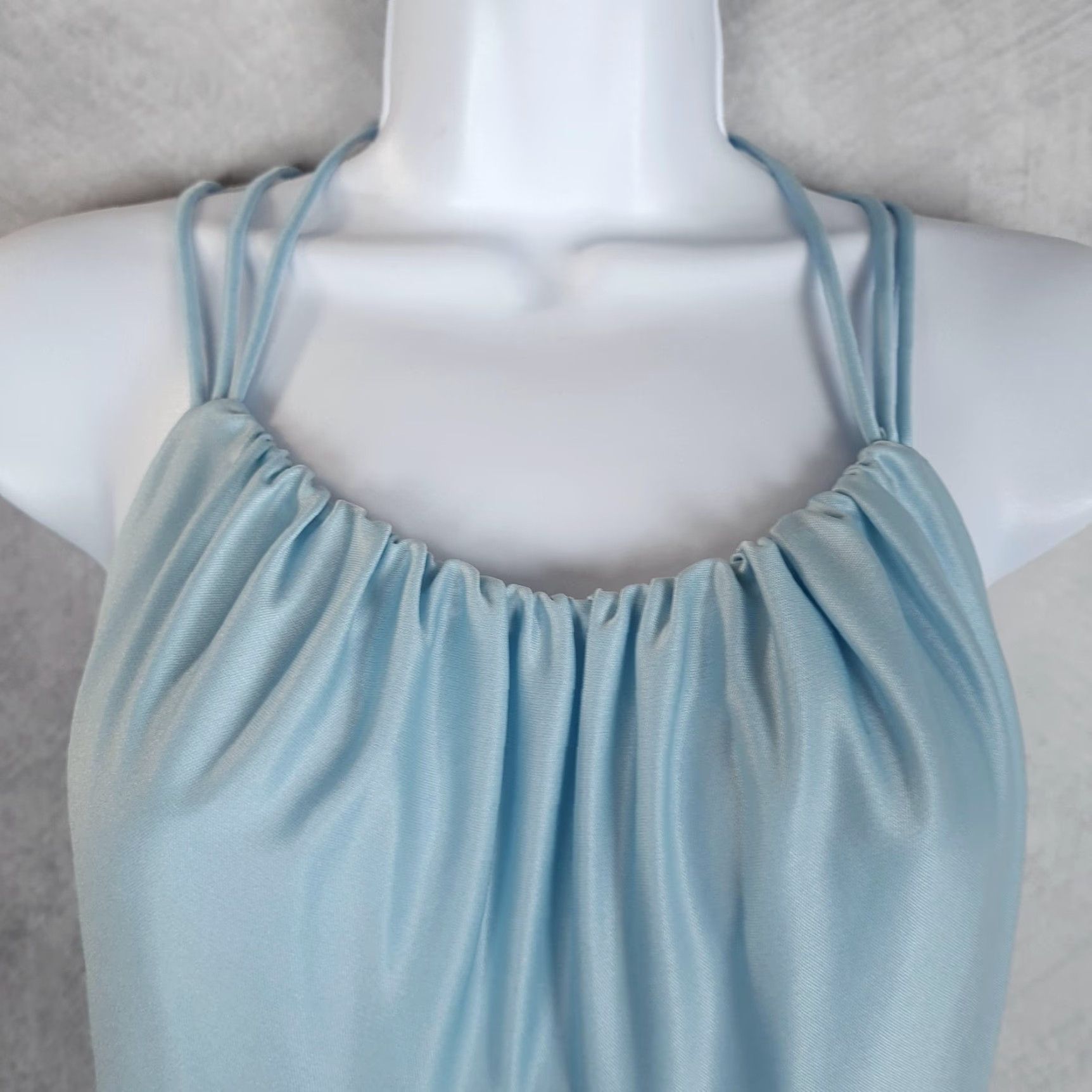 Vintage VINTAGE Satin Maxi Dress Womens 8 Blue Halter Strappy Romantic Whimsy Fairy 70s Size M / US 6-8 / IT 42-44 - 3 Thumbnail