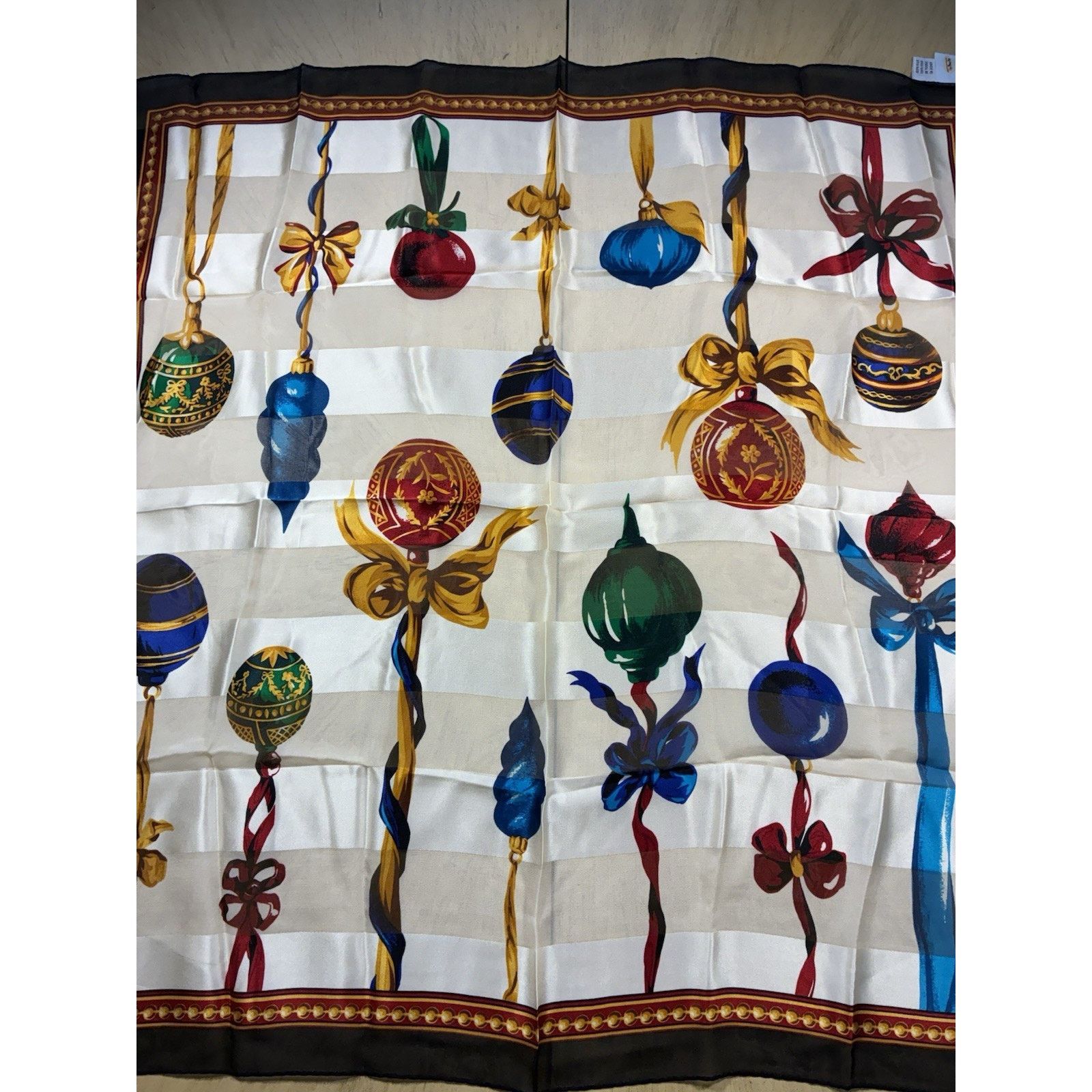 Talbots VTG Talbots 100% Silk Scarf Holiday Ornament Square Xmas Size ONE SIZE - 9 Thumbnail