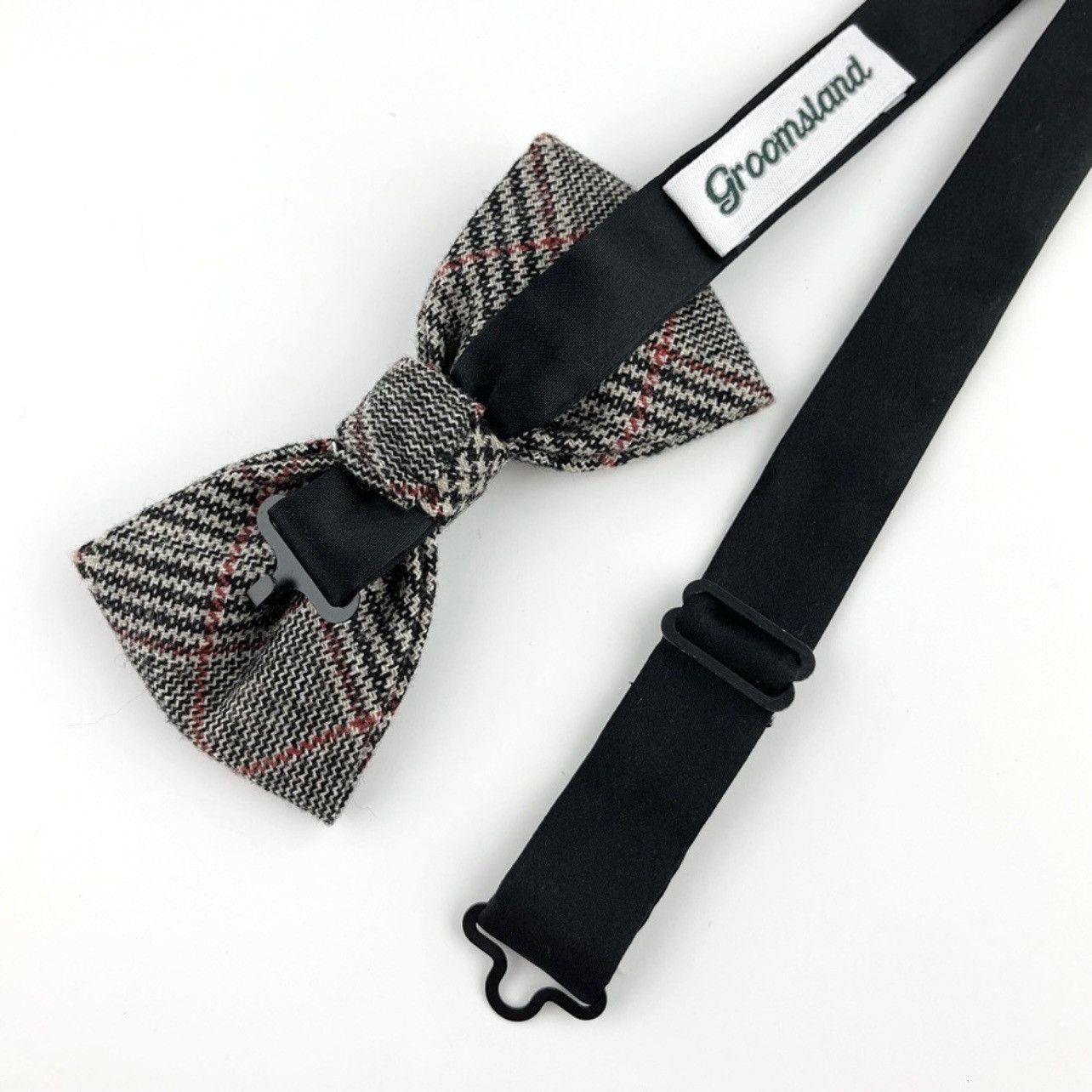 Other Men’s Glencheck Wool Bow Tie & Red Floral Pocket Square Set Size ONE SIZE - 4 Thumbnail