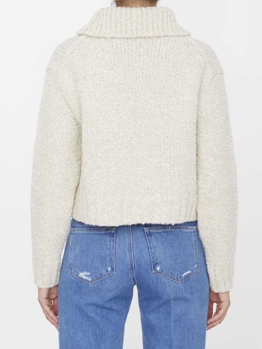 Bottega Veneta o1n1vont0625 Alpaca Chunky Sweater in Chalk Size S / US 4 / IT 40 - 4 Thumbnail