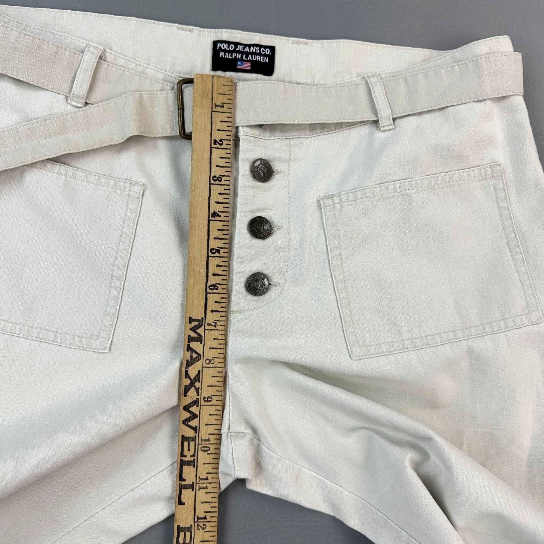 Ralph Lauren VINTAGE Polo Jeans Co Ralph Lauren Pants Women’s 10 Beige Cropped Belted Y2K Size 32" / US 10 / IT 46 - 5 Thumbnail