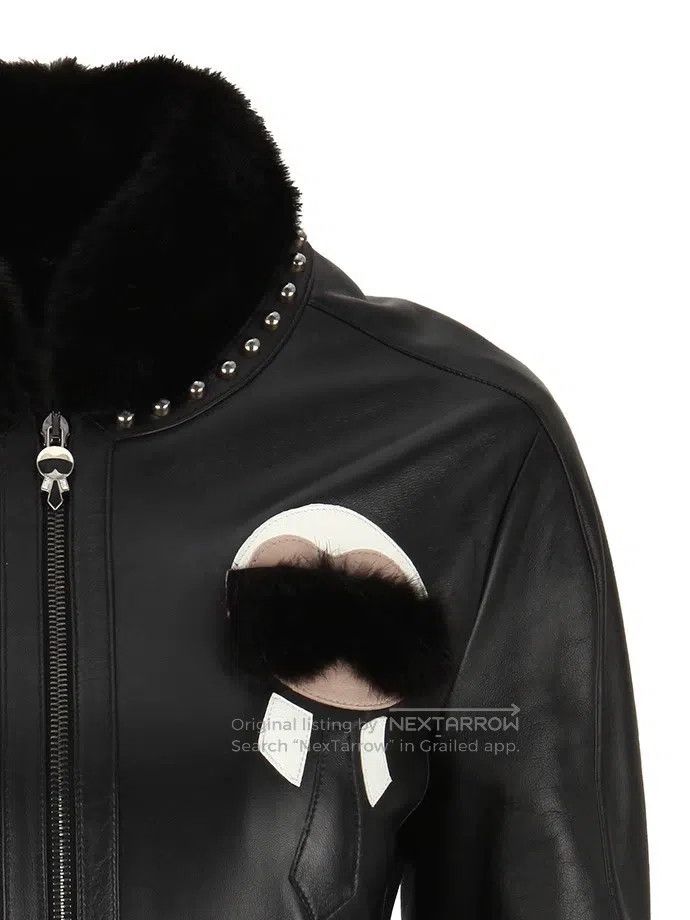 Fendi Fendi Karl Lagerfeld mink-collared lambskin leather jacket Size XS / US 0-2 / IT 36-38 - 4 Thumbnail