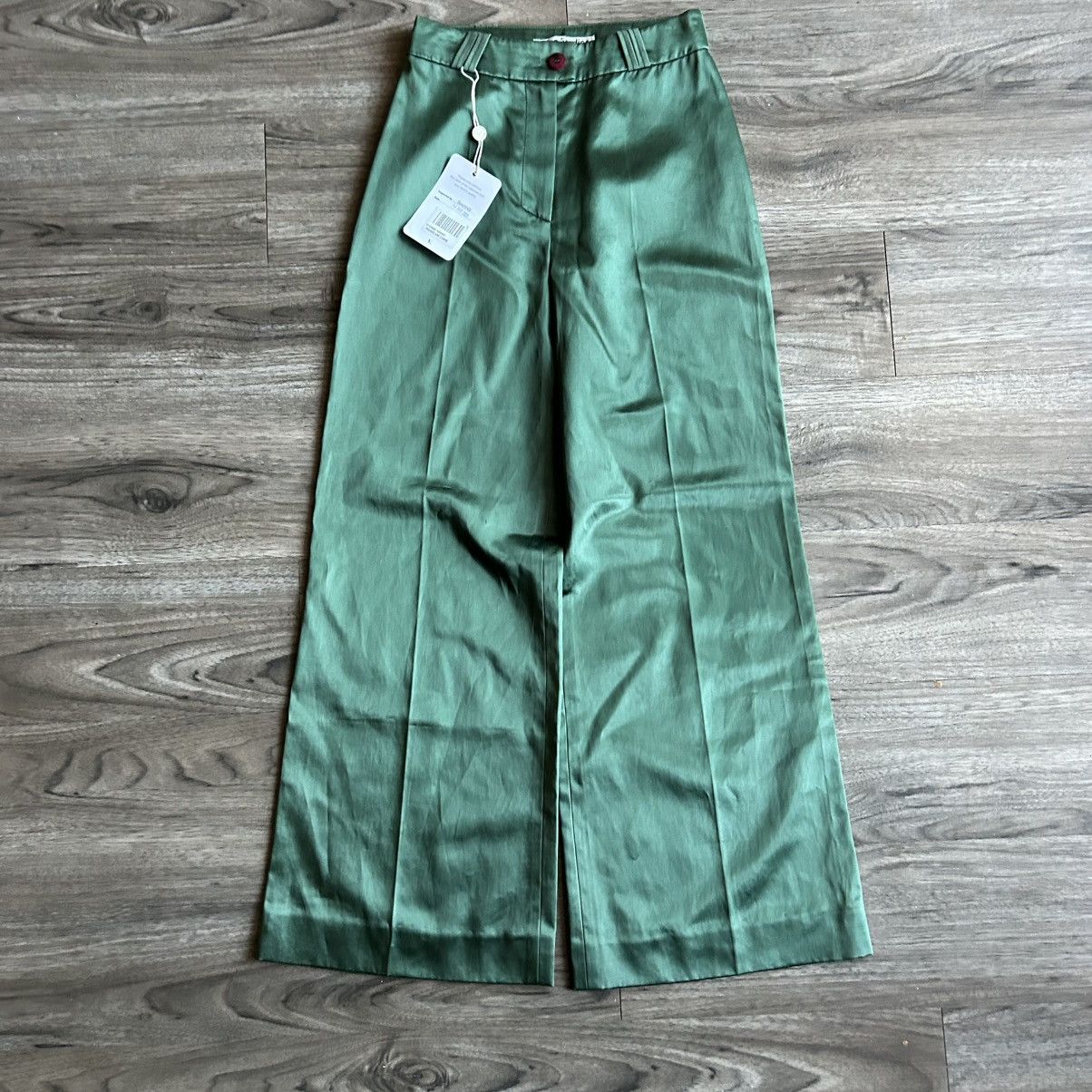 Acne Studios Acne Studios Dark Green Satin Slacks 28/30 Size 28" / US 6 / IT 42 - 1 Thumbnail