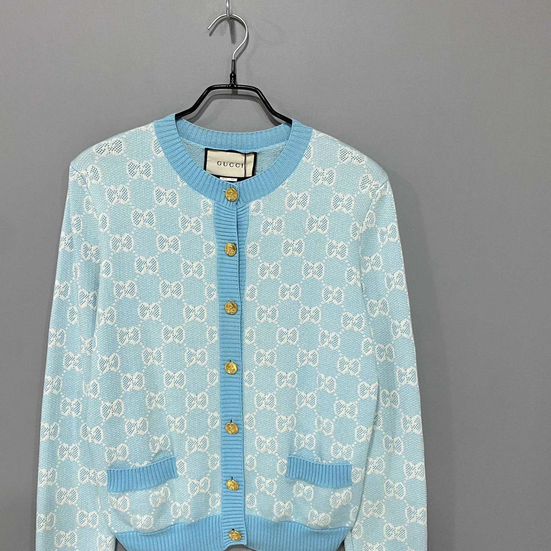 Gucci GUCCI all over logo gold button cardigan S Size S / US 4 / IT 40 - 2 Thumbnail