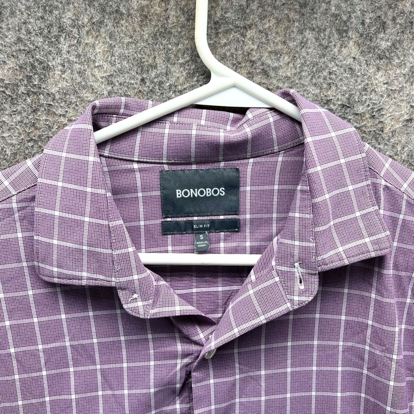 Bonobos Bonobos Shirt Mens Small Purple Button Down Slim Fit Windowpane Check Vintage Size US S / EU 44-46 / 1 - 7 Thumbnail