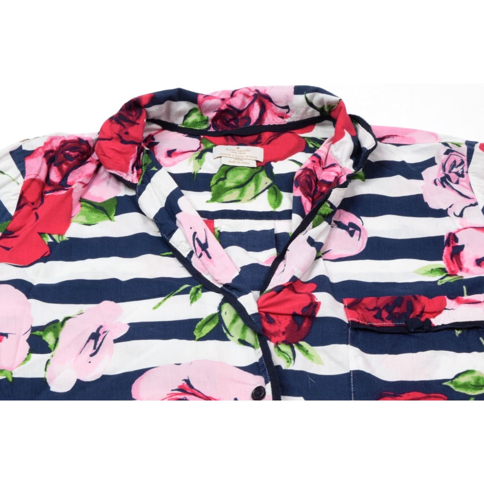 Vintage kate spade new york Pajama Top Womens M Blue White Floral Long Sleeve Button-Up shirt Size M / US 6-8 / IT 42-44 - 2 Thumbnail
