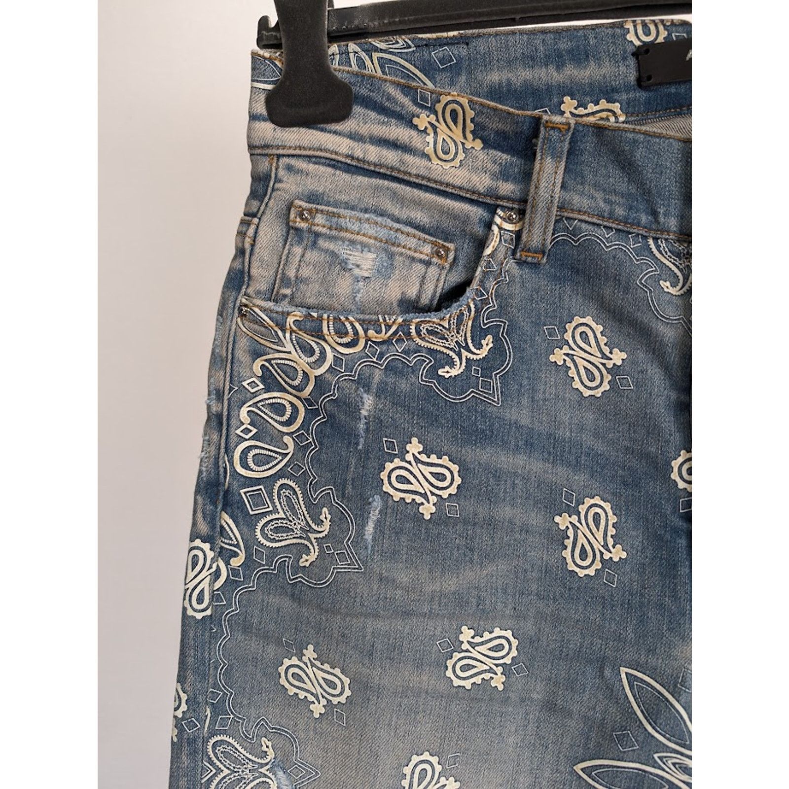 Amiri o1rshd1 Q:2 / Flocked Bandana Jeans in Clay Indigo Size US 31 - 7 Thumbnail