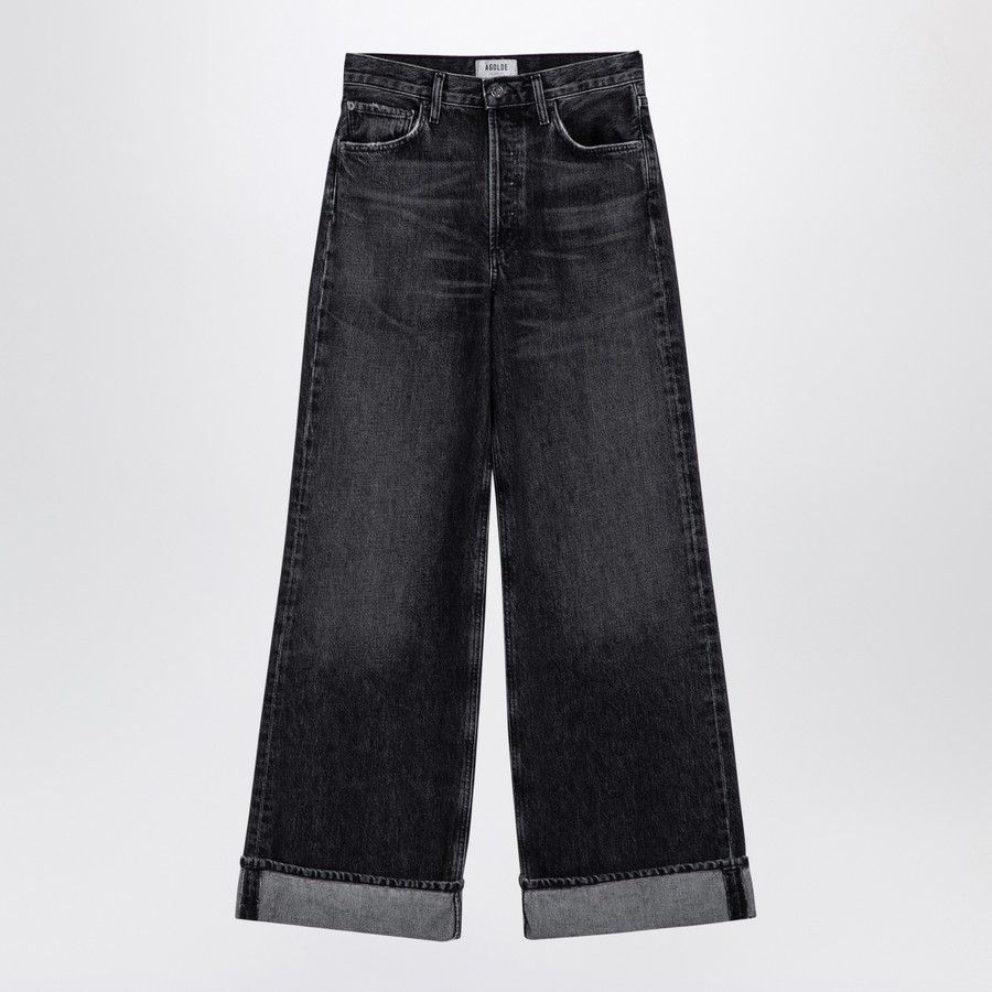 o1d2blof0724 Ribbed Denim Jeans in Dark Grey