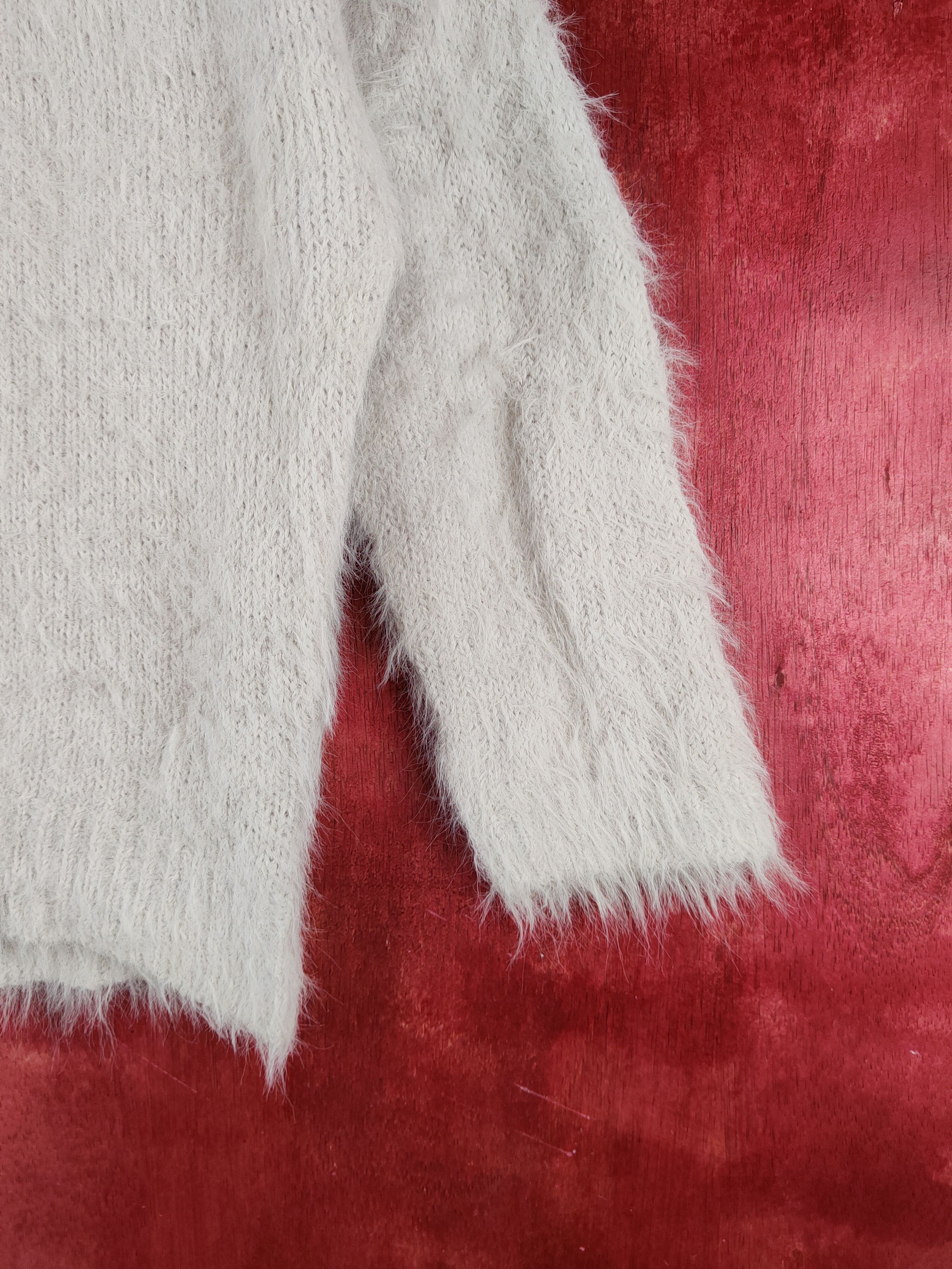 Homespun Knitwear Archives Light Gray Shag Shaggy Fur Mohair Knitwear #S2177 Size M / US 6-8 / IT 42-44 - 6 Thumbnail