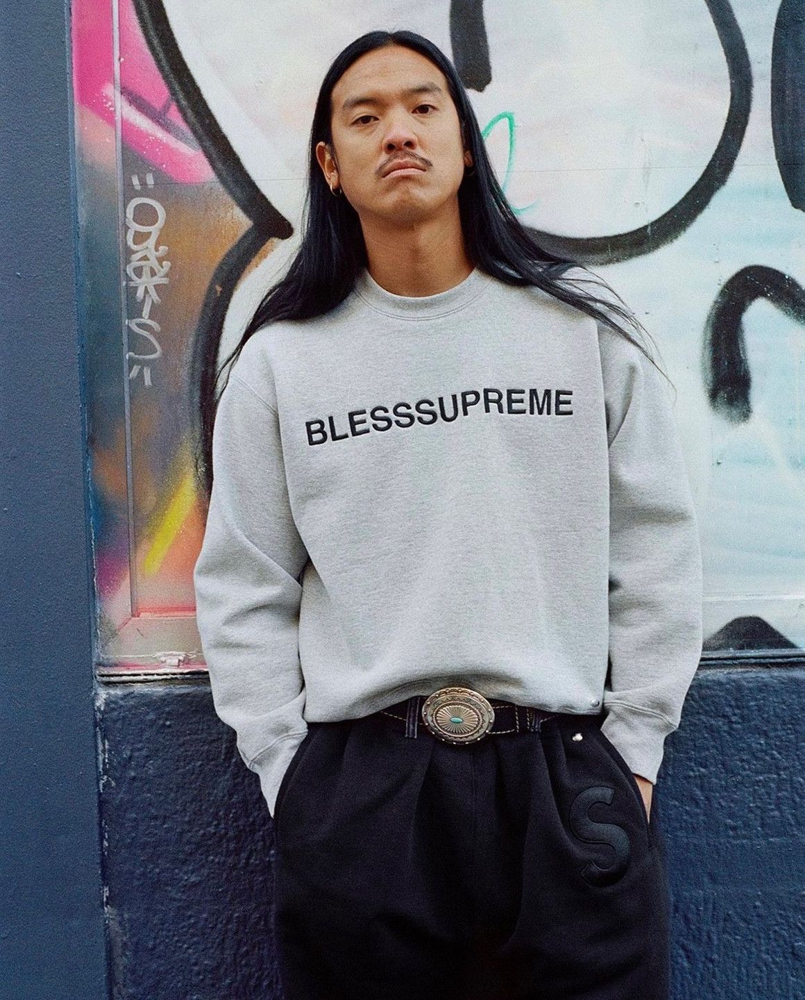 Supreme BLESS Crewneck Heather Grey M-