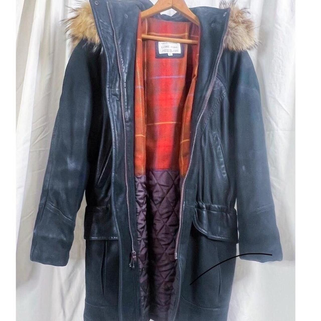 Other VTG 90s Black Leather Coyote Fur Hood Cargo Parka sz L Size US L / EU 52-54 / 3 - 3 Thumbnail