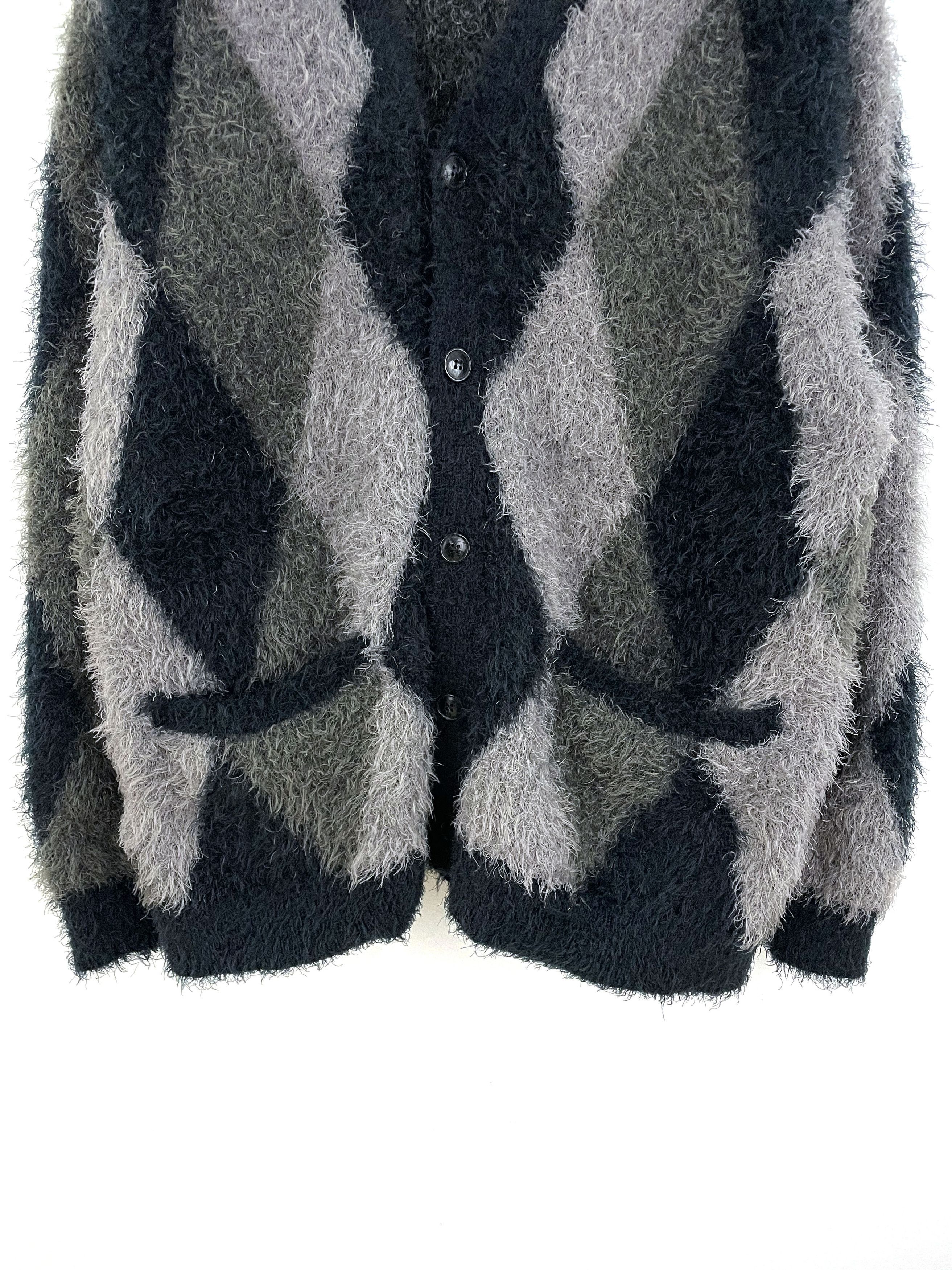 Number (N)ine Fuzzy Argyle Cardigan Size US XL / EU 56 / 4 - 4 Thumbnail