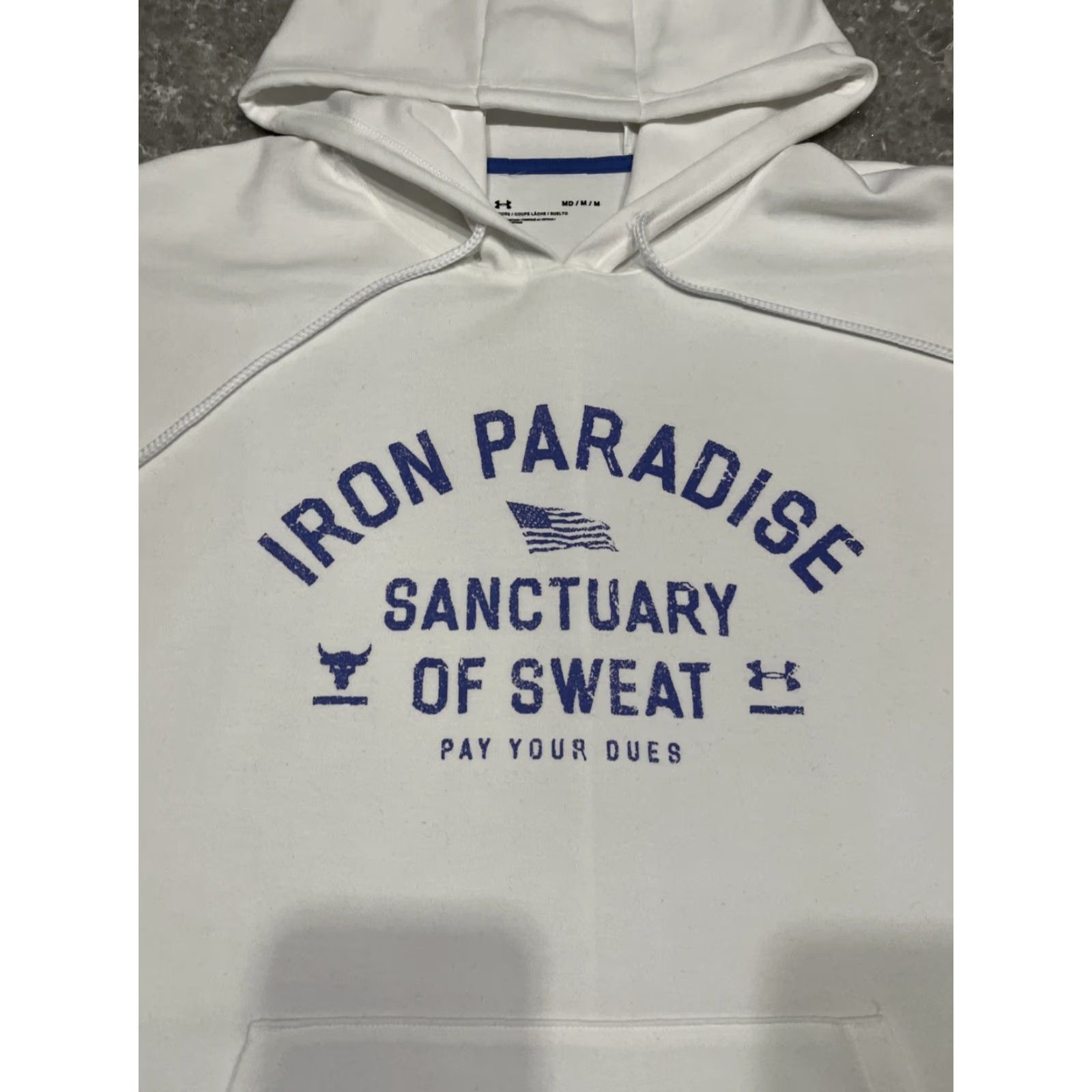 Under Armour Under Armour Hoodie Men M White Project Rock Graphic Print Pullover Fleece Sweatshirt Short Sleeve Size US M / EU 48-50 / 2 - 2 Thumbnail