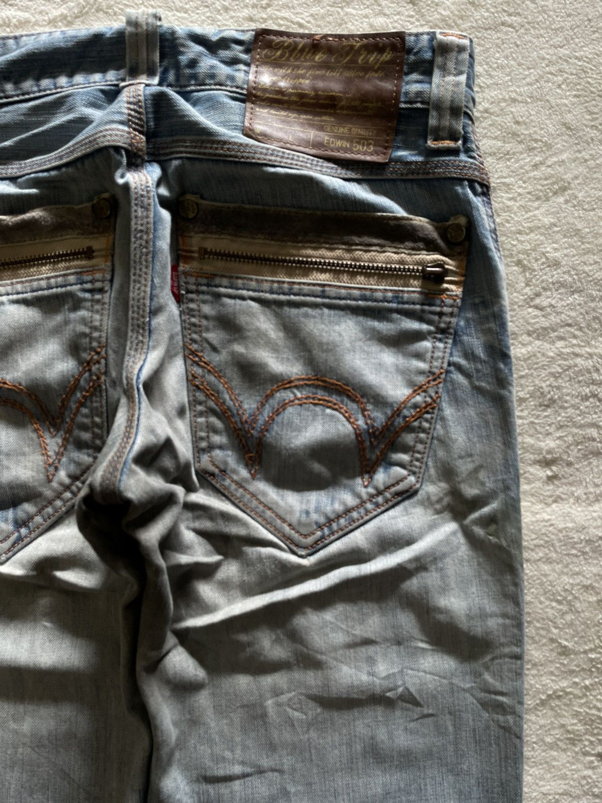 Edwin Vintage Edwin Boot Cut Mudwash Faded Distress Denim Jeans Size US 32 / EU 48 - 13 Thumbnail