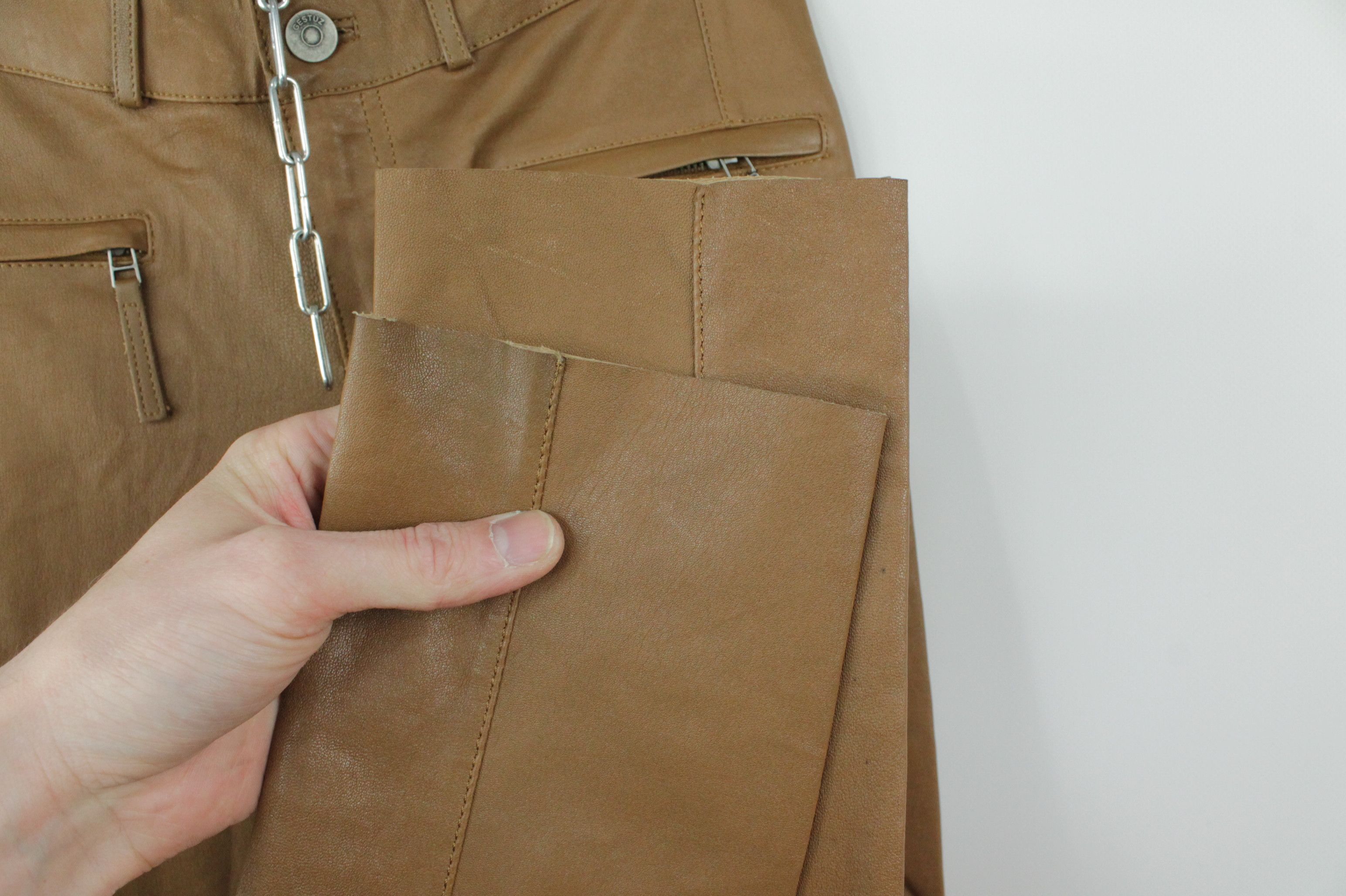 Designer × Genuine Leather × Gestuz Gestuz Brown Leather Slim Fit Bell Women's Pants Size 27" / US 4 / IT 40 - 9 Thumbnail