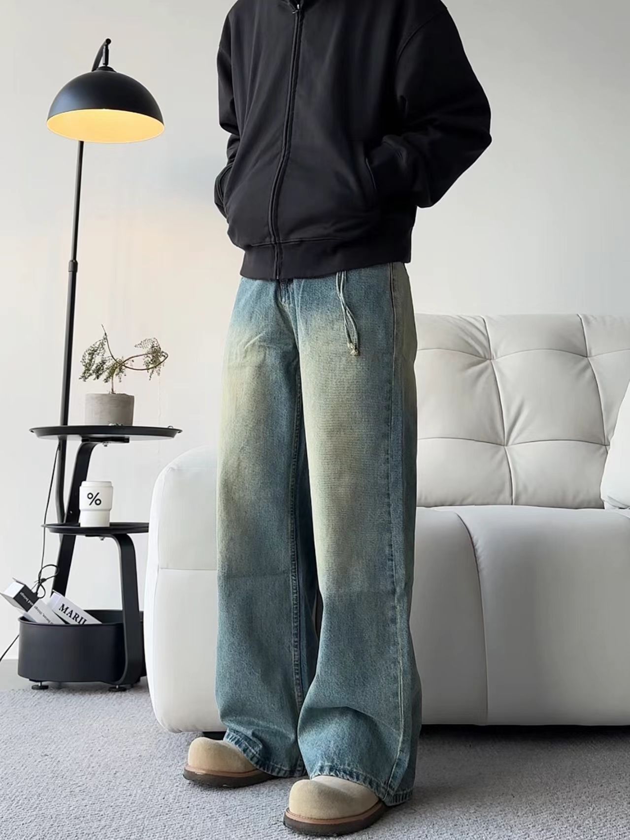 Vintage Gradient Loose Casual Micro Flare Jeans