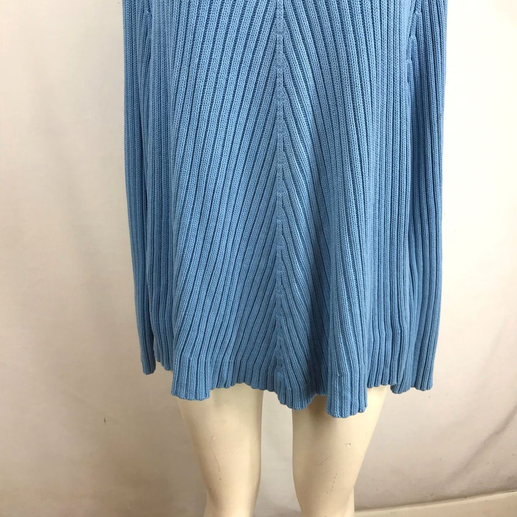Vintage Relativity Woman Blue Ribbed Mock Neck Cotton Pullover Sweater Plus Size 2X Size XXL / US 16-18 / IT 52-54 - 3 Thumbnail