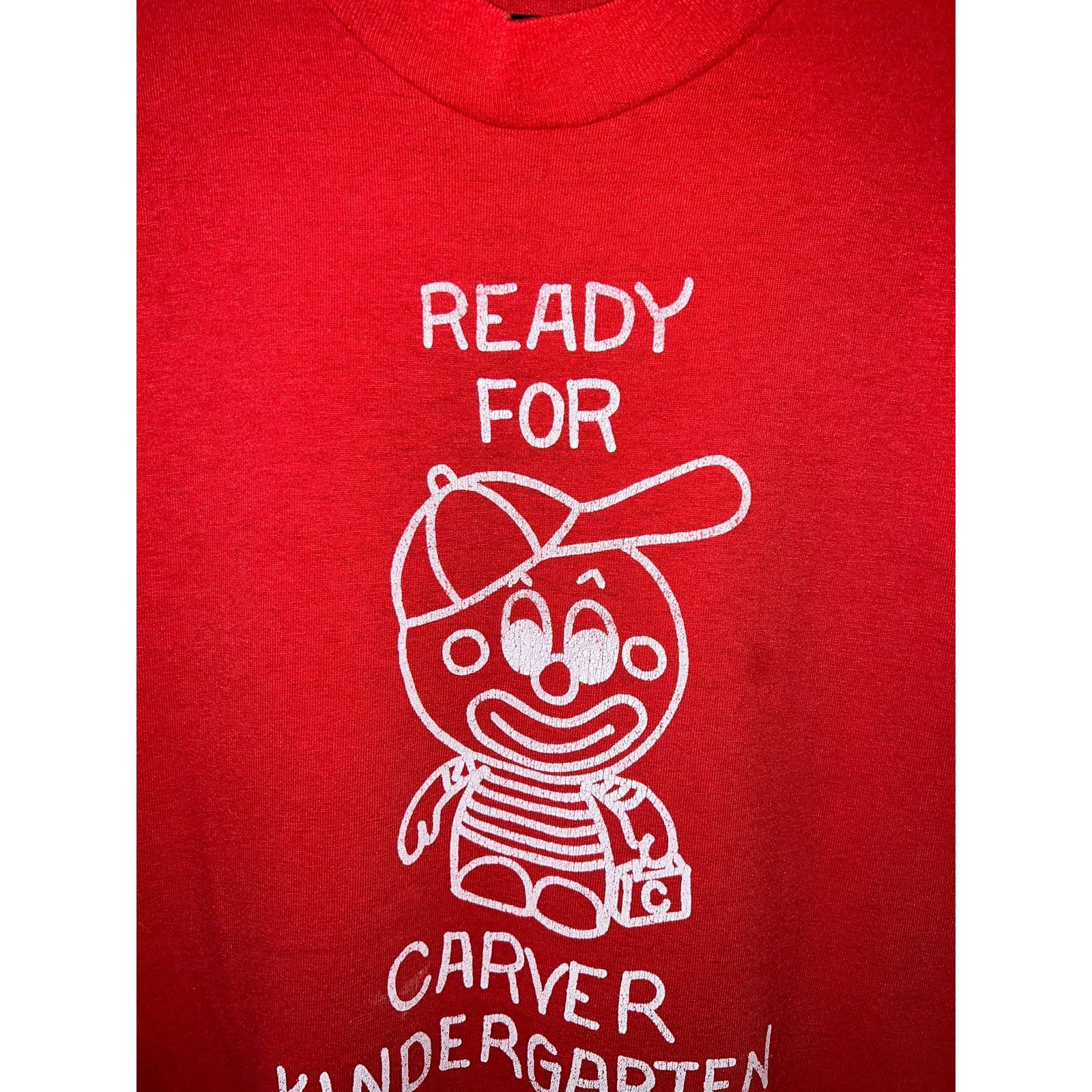 Vintage Vintage Kindergarten Shirt Ready For Carver Red Tee VTG 90s Size US M / EU 48-50 / 2 - 2 Thumbnail