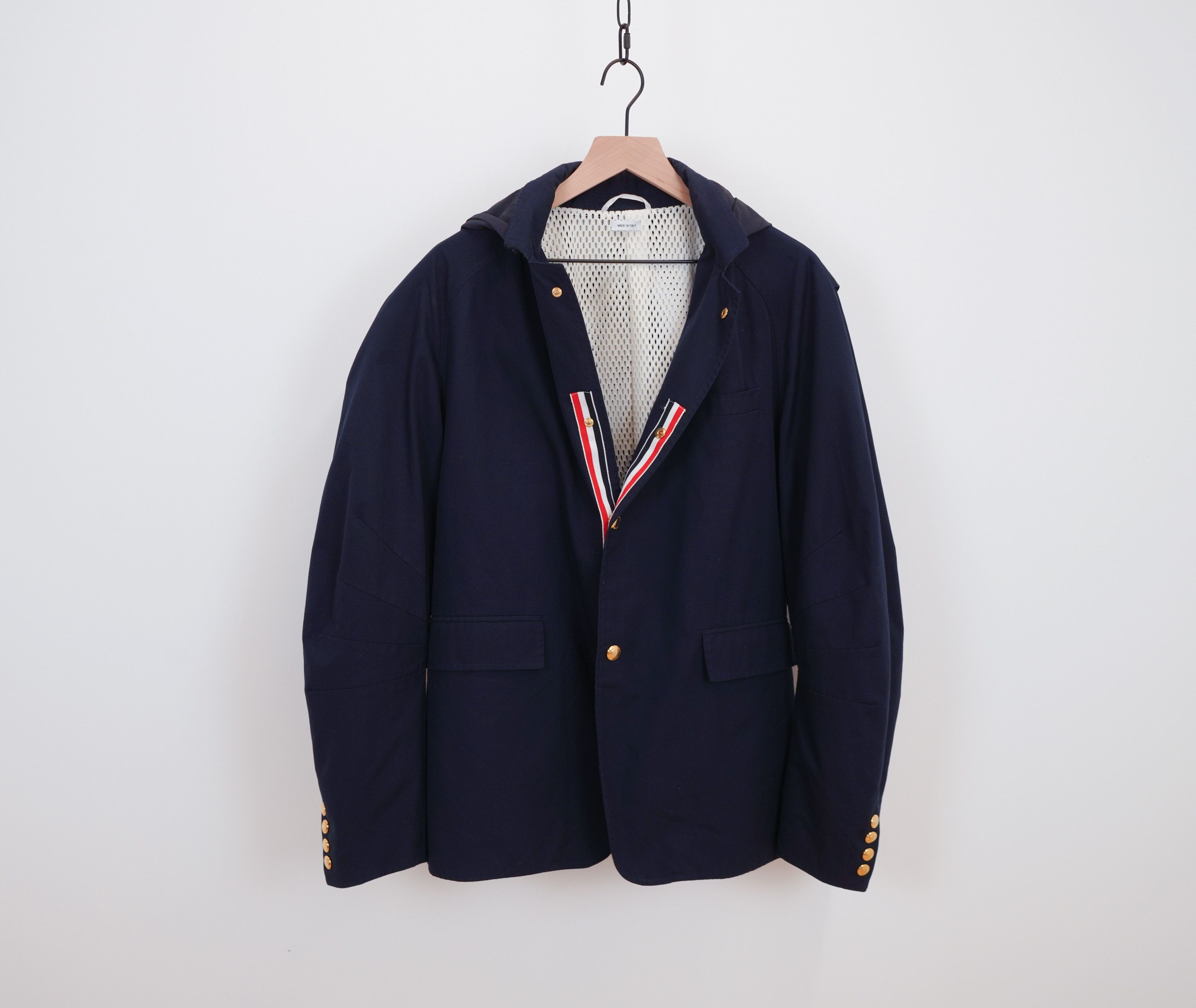 Thom Browne Thom Browne Navy Hooded Jacket Size US XL / EU 56 / 4 - 1 Thumbnail