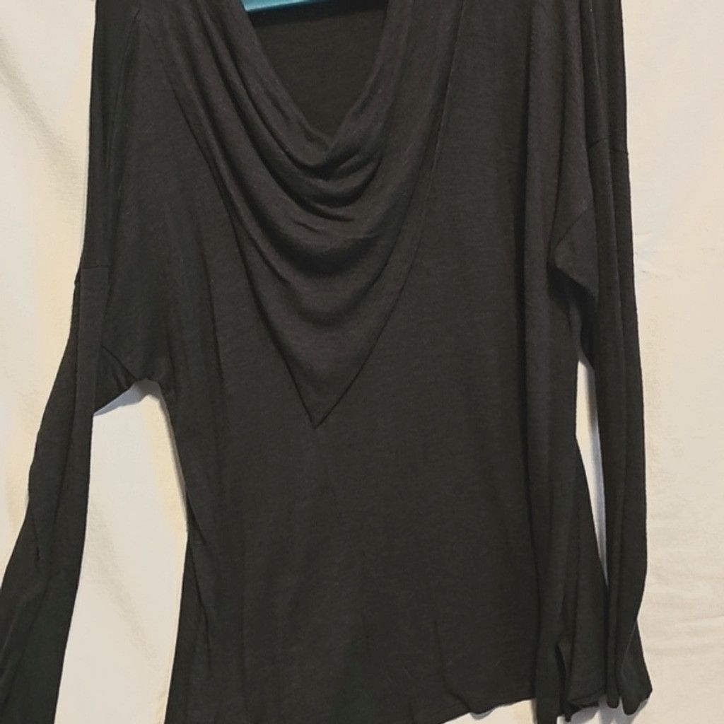 Vera Wang Vera Wang Dark Gray Drape Neck Top Size XXL / US 16-18 / IT 52-54 - 3 Thumbnail
