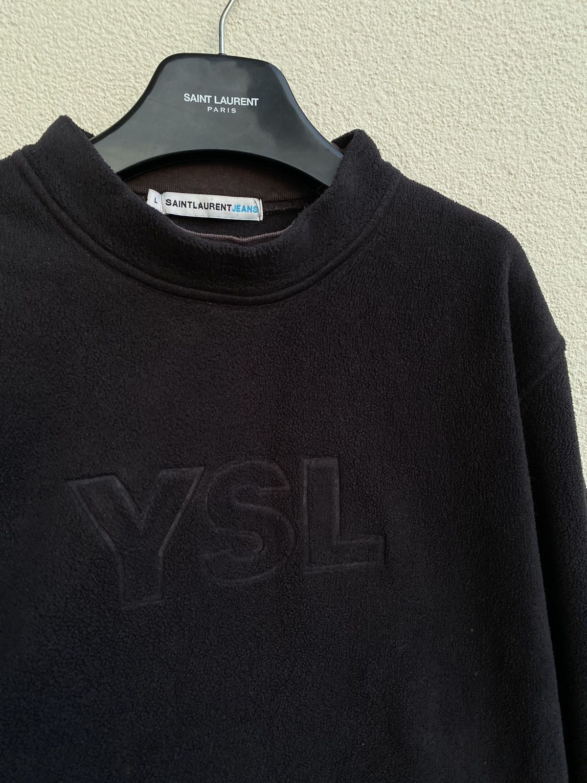 Yves Saint Laurent Fleece YSL Sweatshirt Black Big Logo YSL Sweater Size US L / EU 52-54 / 3 - 13 Thumbnail