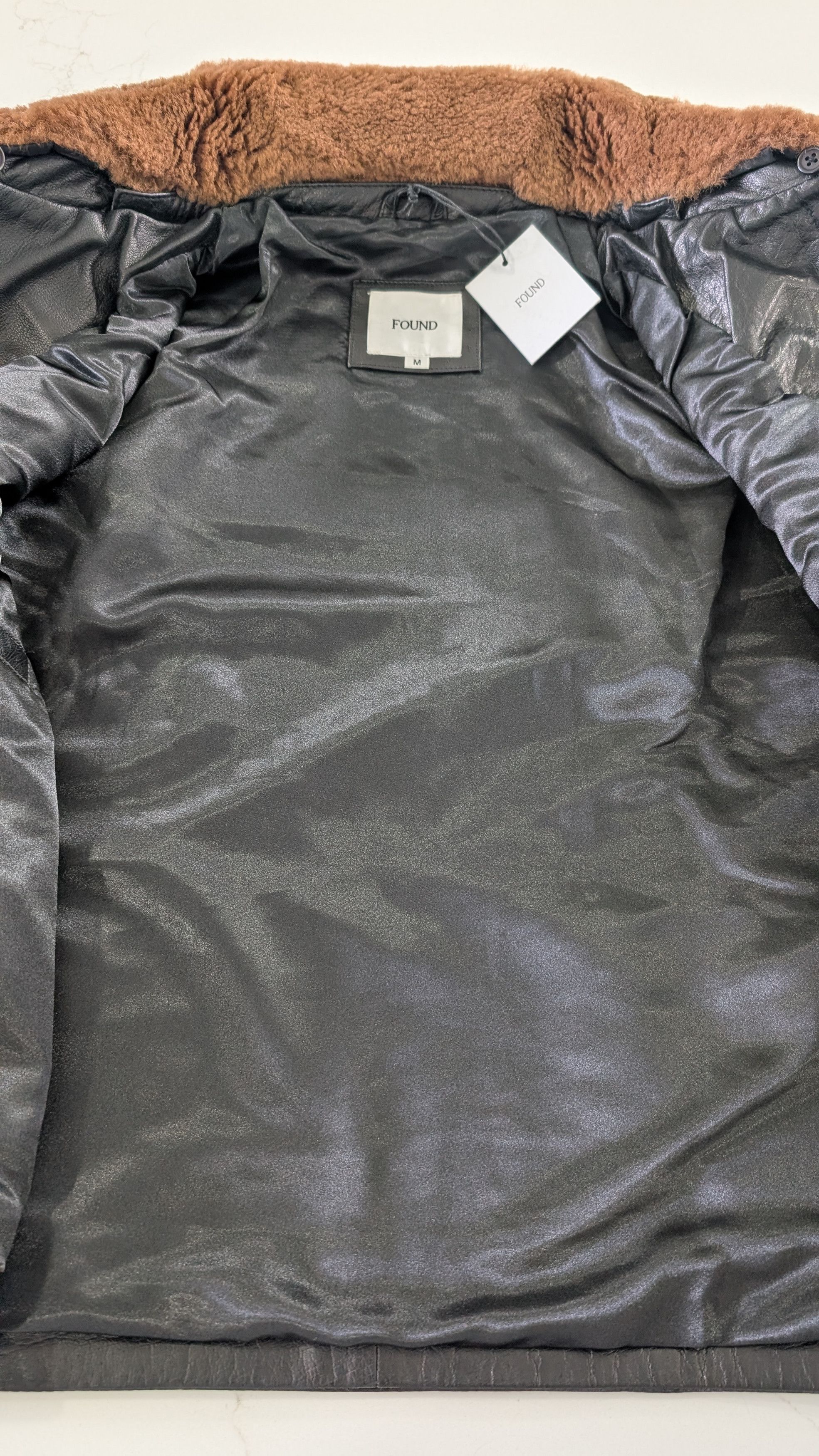 Other FOUND Men’s Leather Fireman Jacket Utility Coat Size US M / EU 48-50 / 2 - 6 Thumbnail