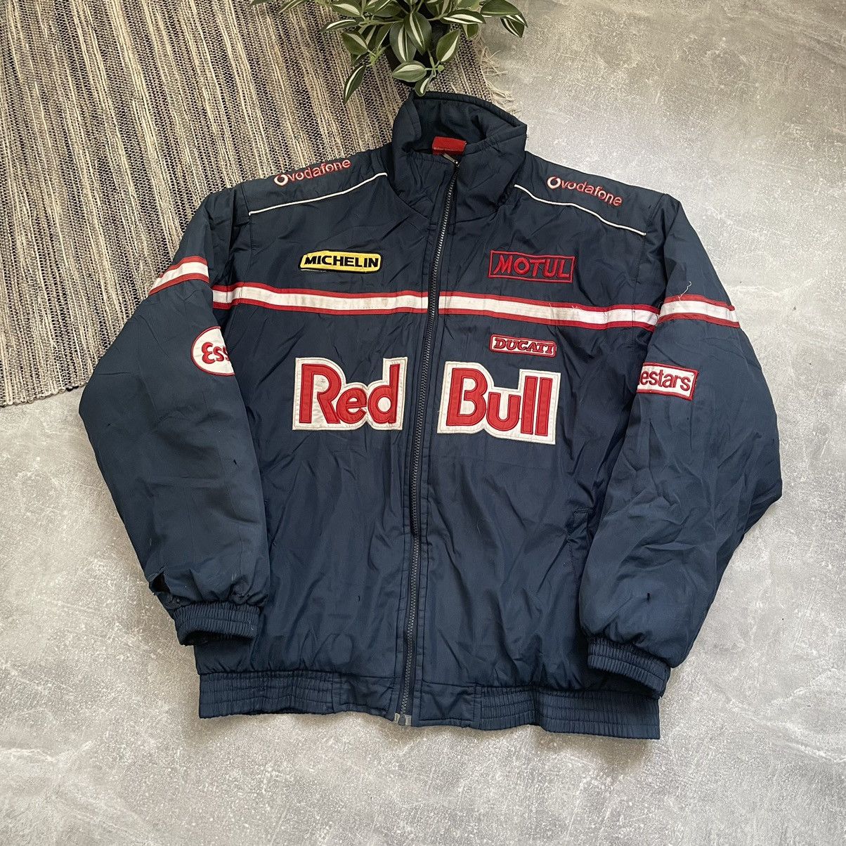 Bull Vintage Racing Red Bull Bomber Jacket RARE RED BULL DISTRESS