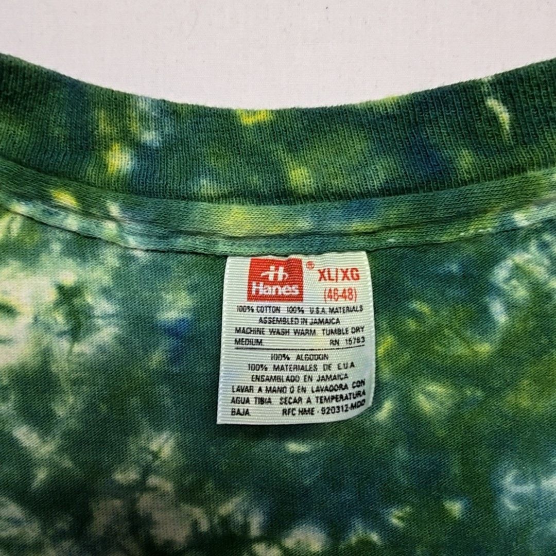 Hanes Vintage Tie Dye V-neck Shirt Green Blue XL Cotton Tee 90s Size XL / US 12-14 / IT 48-50 - 5 Thumbnail