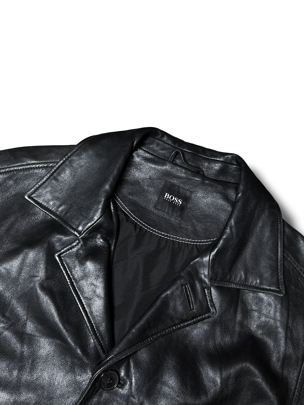 Hugo Boss Vintage 90s Y2K Hugo Boss Leather Jacket Coat Avantgarde Size US L / EU 52-54 / 3 - 5 Thumbnail
