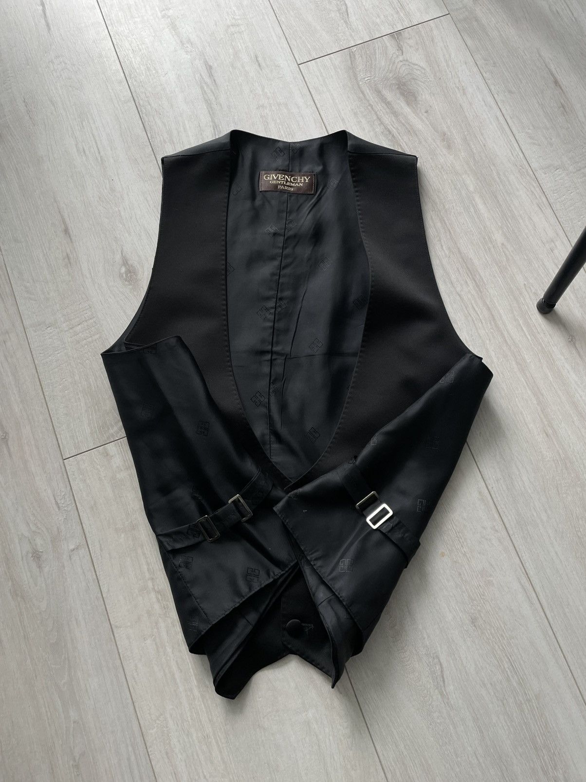 Givenchy Vintage 80’s Givenchy Gentleman Paris Vest Black Monogram Size 38R - 3 Thumbnail