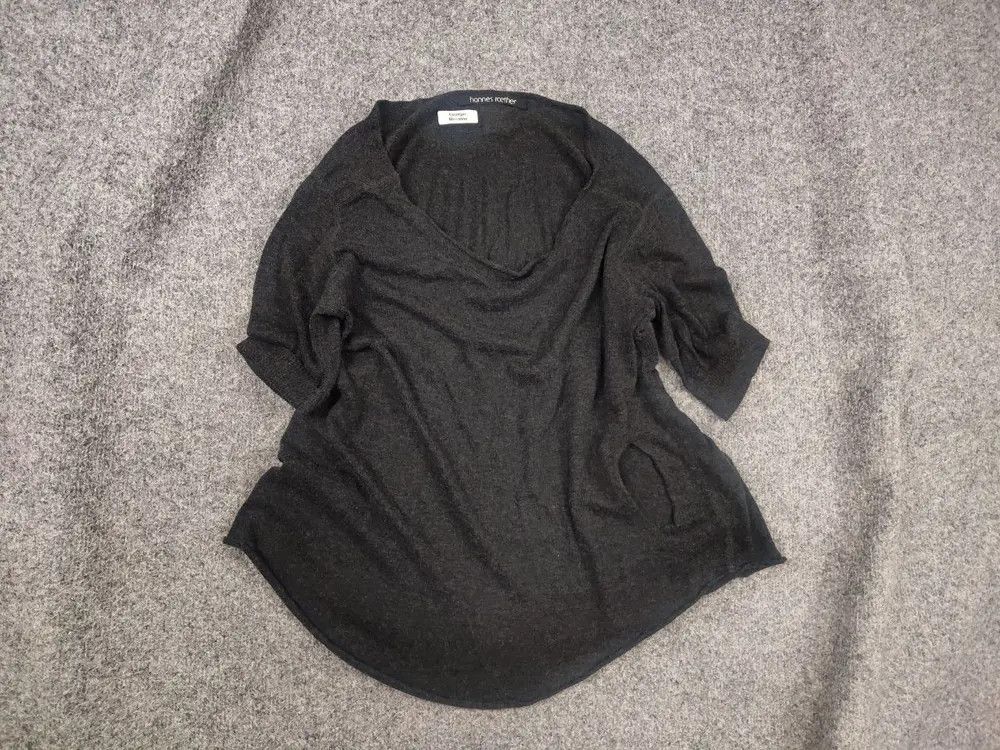 hannes roether Hannes Roether Gray knitted top short sleeves wide neckline Size S / US 4 / IT 40 - 1 Thumbnail