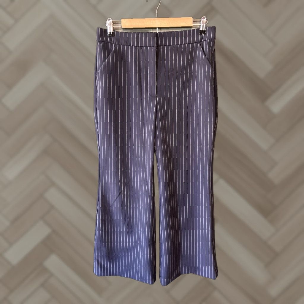 Express Express Editor Womens Blue Striped Straight Leg Business Pants Size 10s x 28'' Size 32" / US 10 / IT 46 - 1 Thumbnail