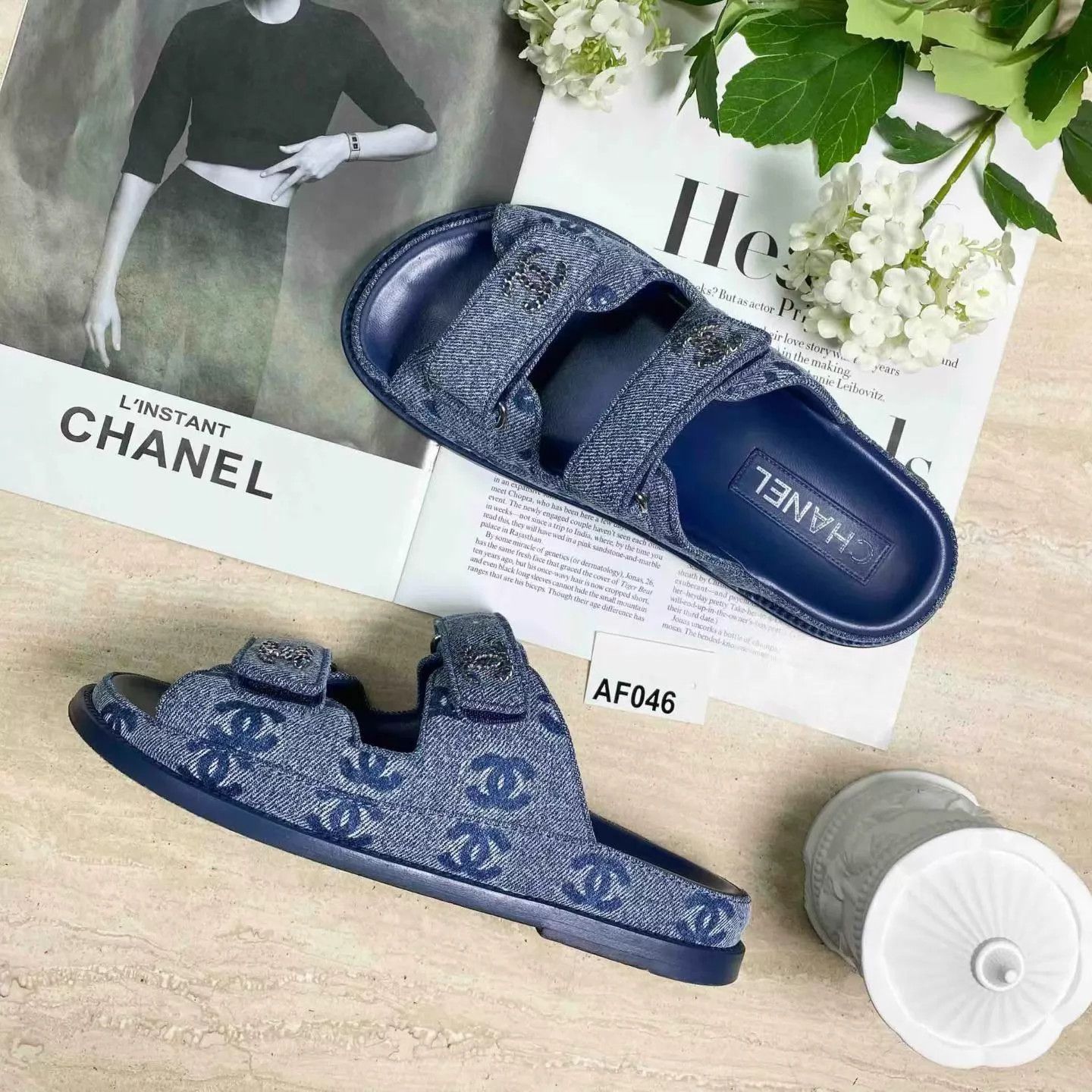 Chanel CHANEL 25P Blue Denim Flat Slide Sandals 36C Size US 5.5 / IT 35.5 - 2 Thumbnail