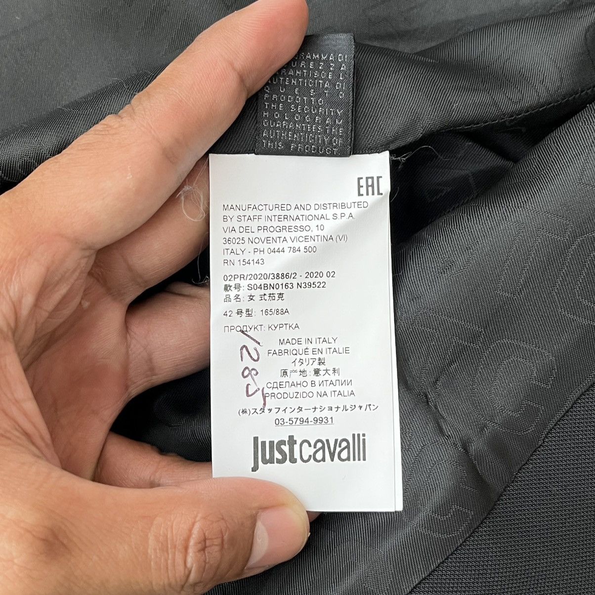 Just Cavalli Just Cavalli Piqué Snap-Front Tailored Jacket Size M / US 6-8 / IT 42-44 - 14 Thumbnail
