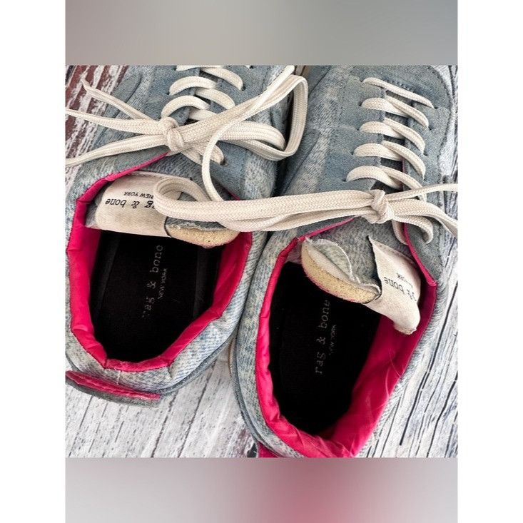 Rag & Bone Rag & Bone Light Blue Suede & Knit Sneakers with Pink Lining Size US 7.5 / IT 37.5 - 5 Thumbnail