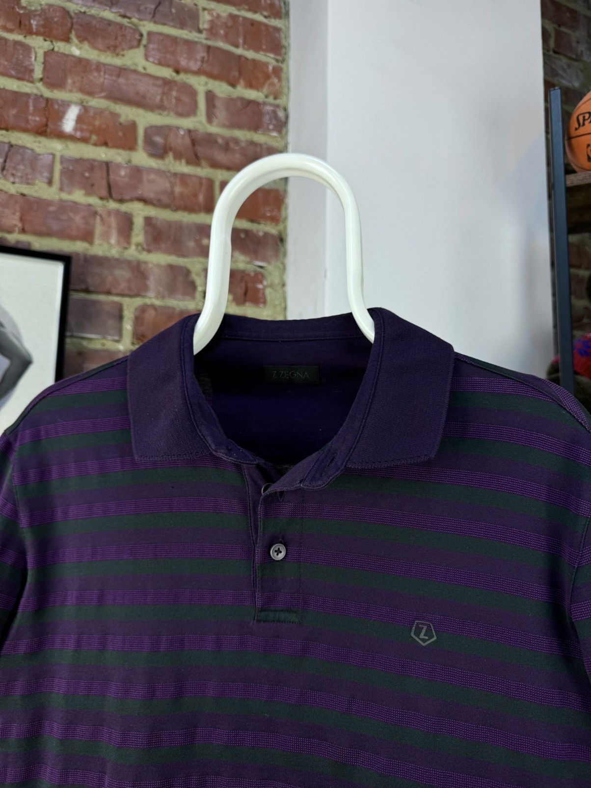 Designer × Ermenegildo Zegna × Z Zegna Ermenegildo Z Zegna Purple Striped Short Sleeve Polo Shirt Size US M / EU 48-50 / 2 - 3 Thumbnail