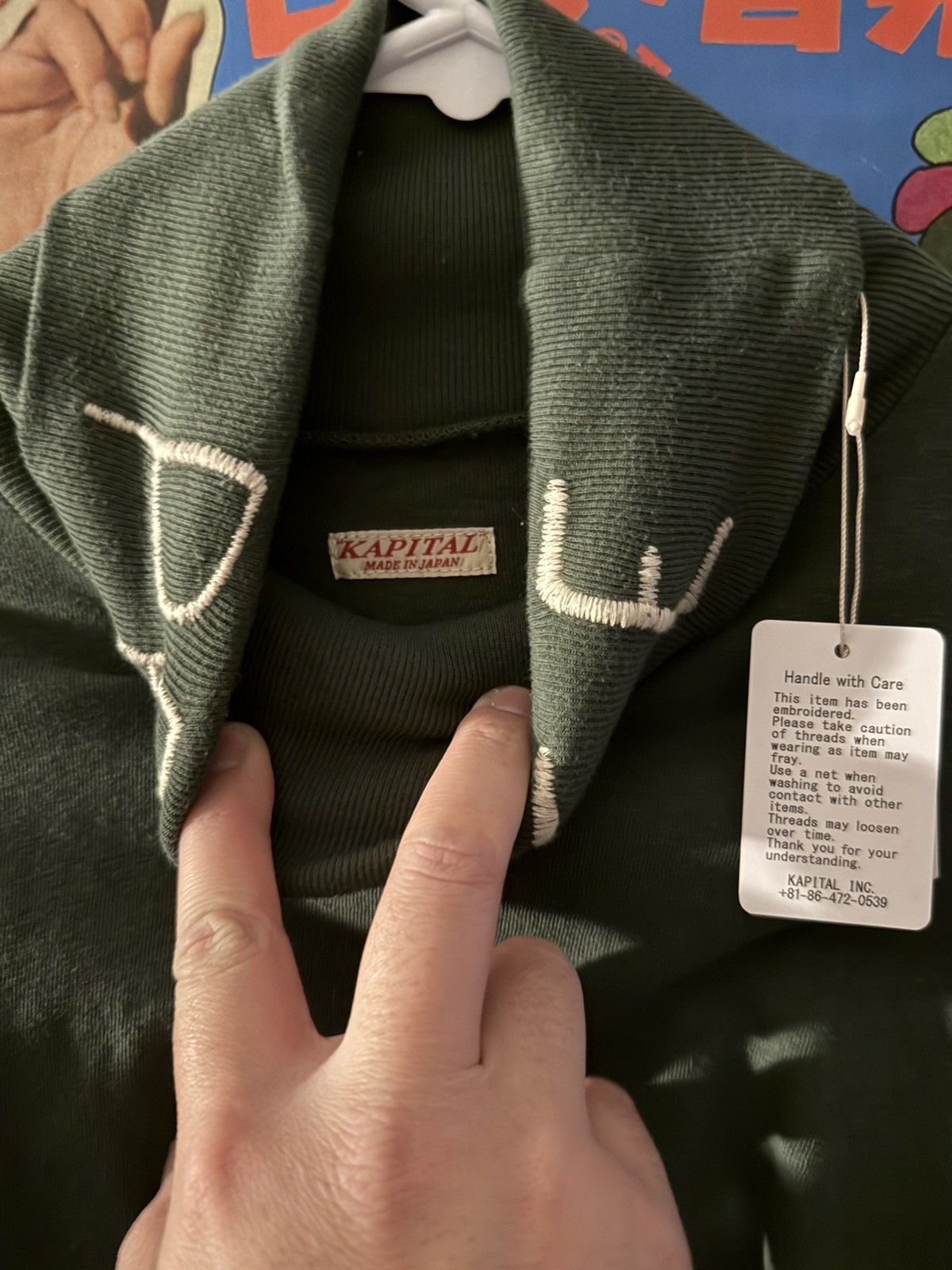 Kapital Kapital Long Sleeve Turtleneck Peace Embroidery XL Green Size US XL / EU 56 / 4 - 2 Thumbnail