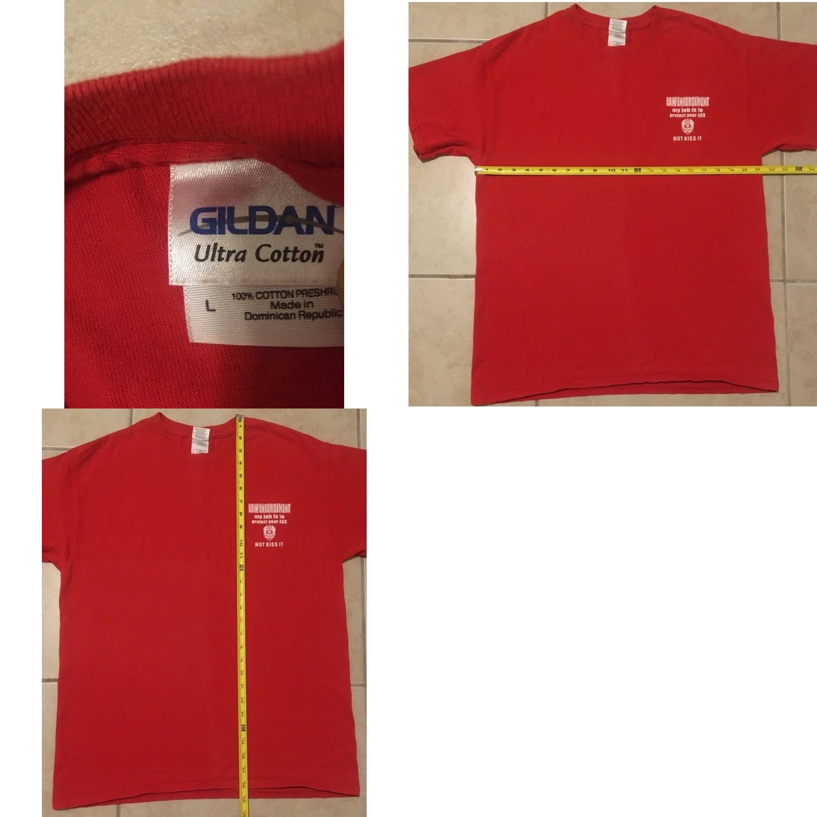 Vintage Vtg Grunge Shirt Mens L Red 80s 90s Police My Jobs To Protect Your Ass Not Kiss It Funny Joke Bar Comedy Cop Officer Humor Shirt Size US L / EU 52-54 / 3 - 8 Thumbnail
